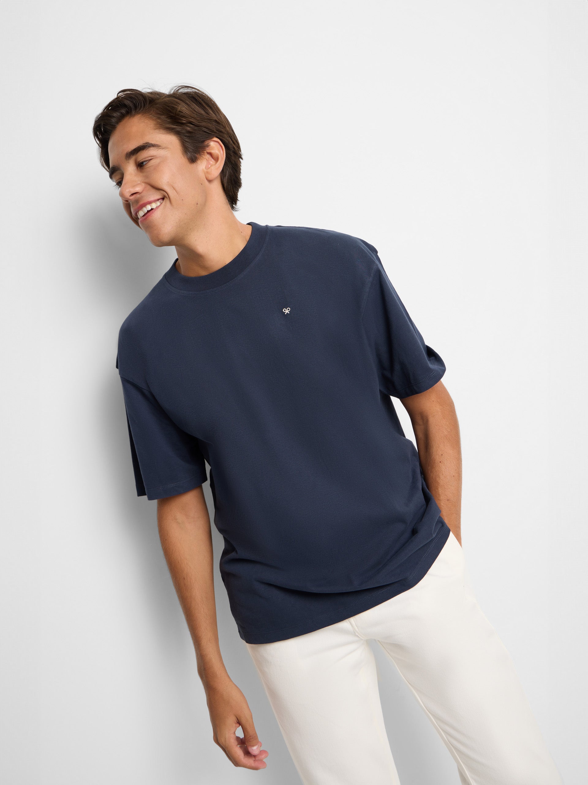 Relaxed fit sport college navy T-shirt