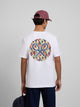 White multicolor ethnic circle t-shirt