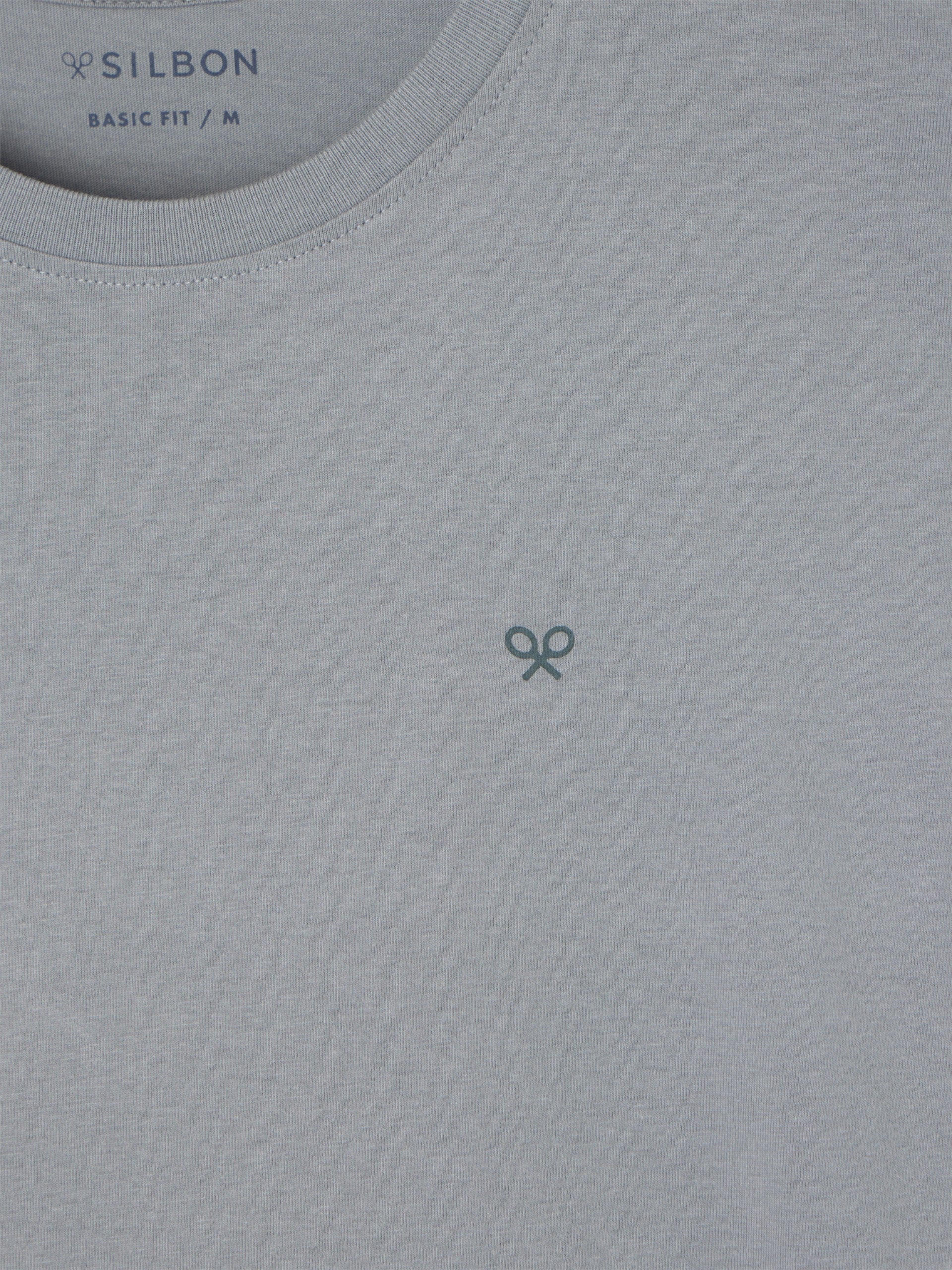 T-shirt pixel étnico azul cinzento