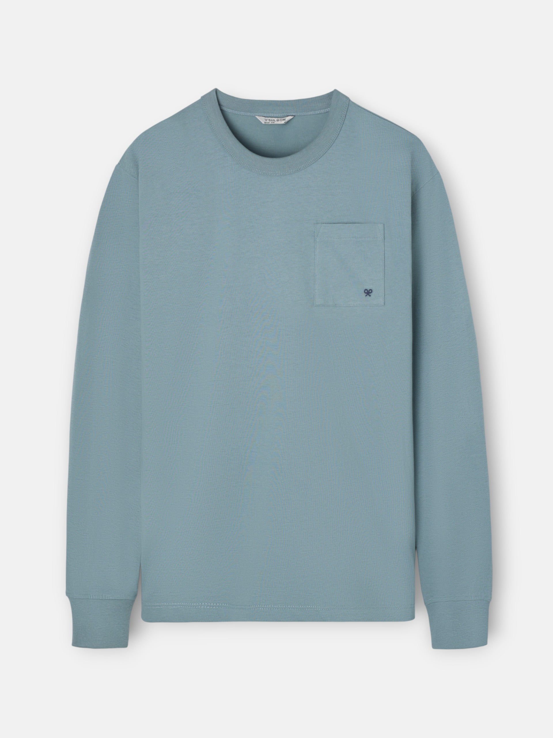 Long-sleeved green pocket t-shirt