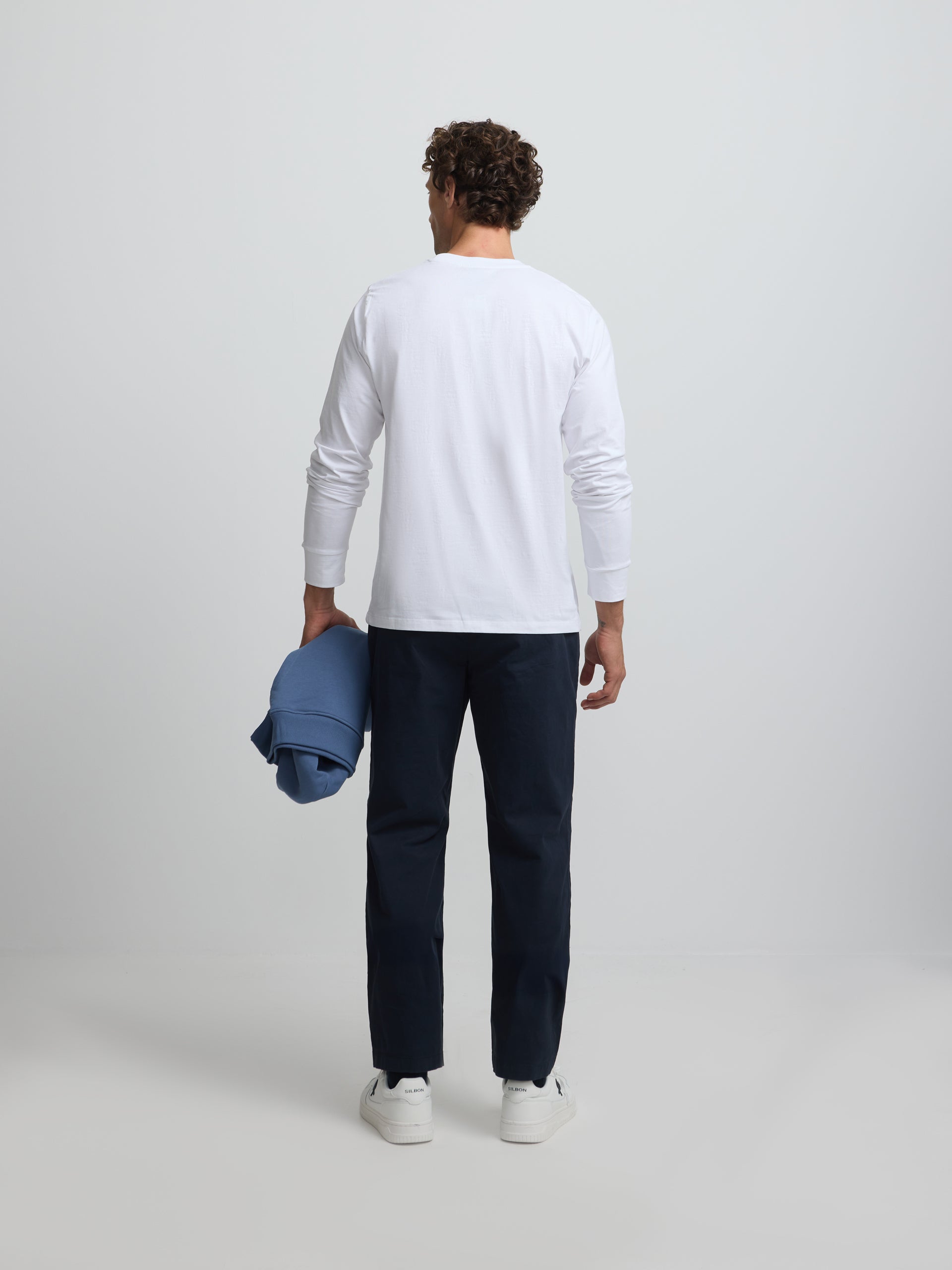 Camisola de manga comprida branca com minilogo