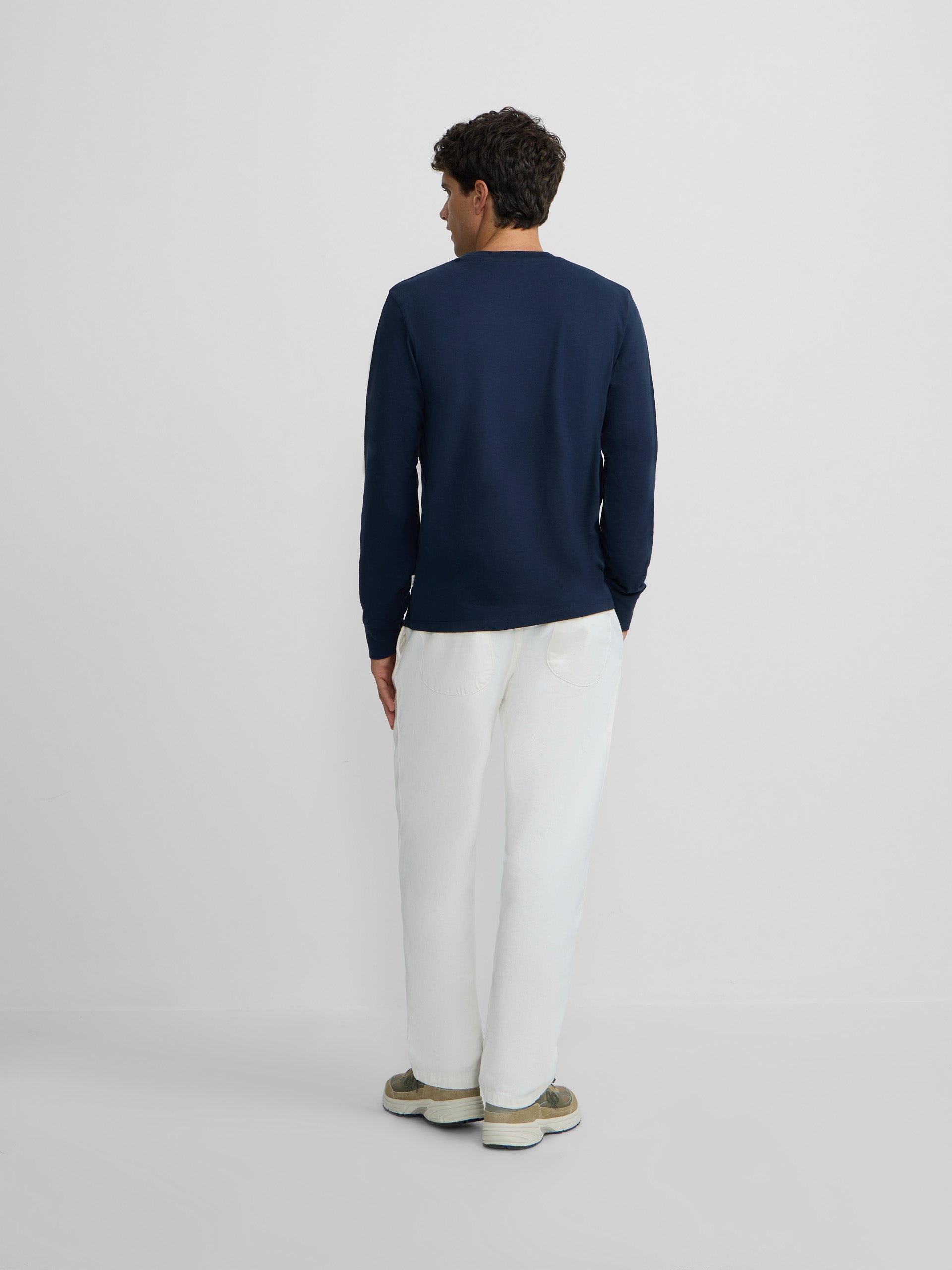 Camisola de manga comprida com minilogo azul-marinho