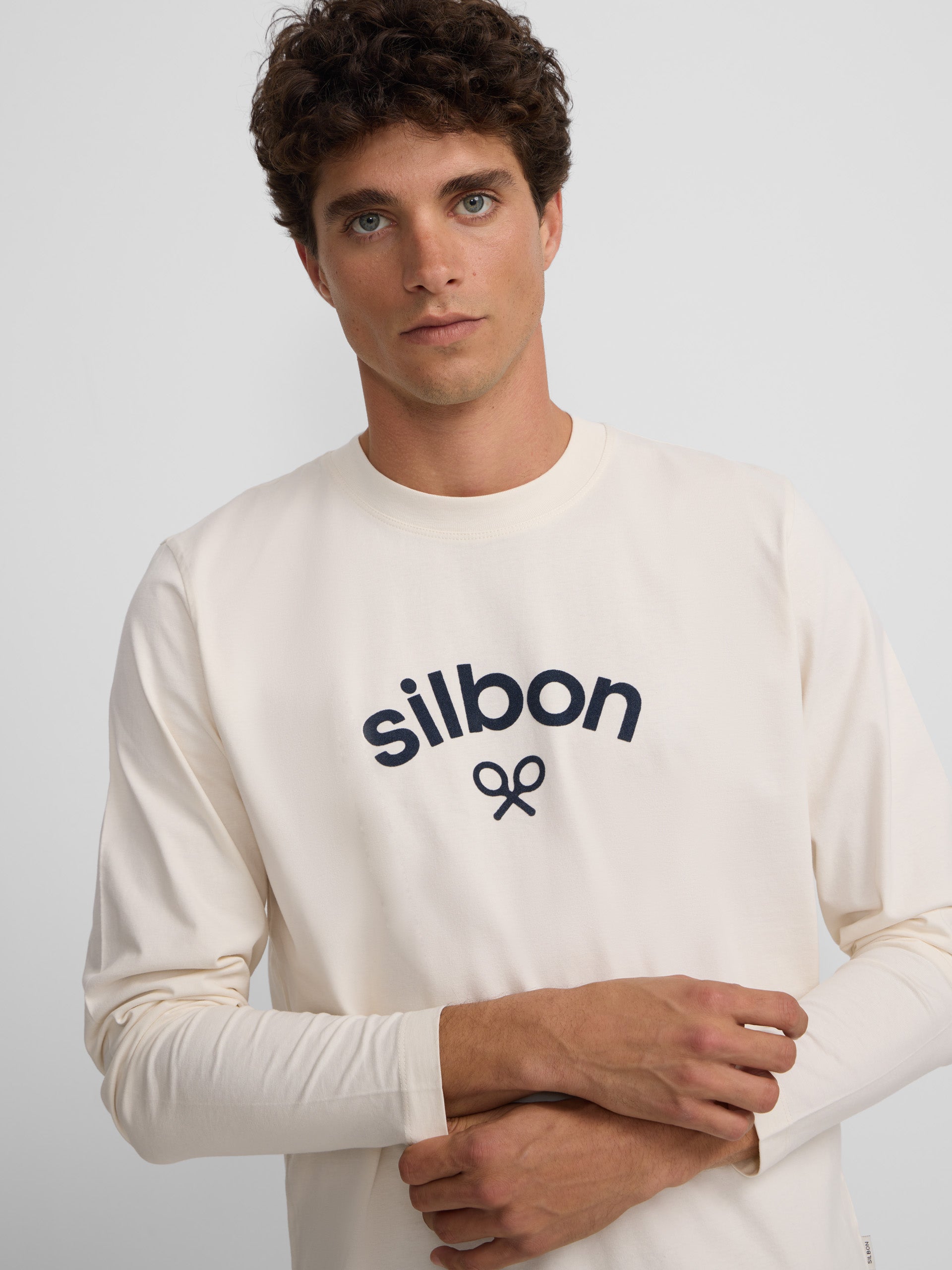 Long-sleeved T-shirt with half-stone logo