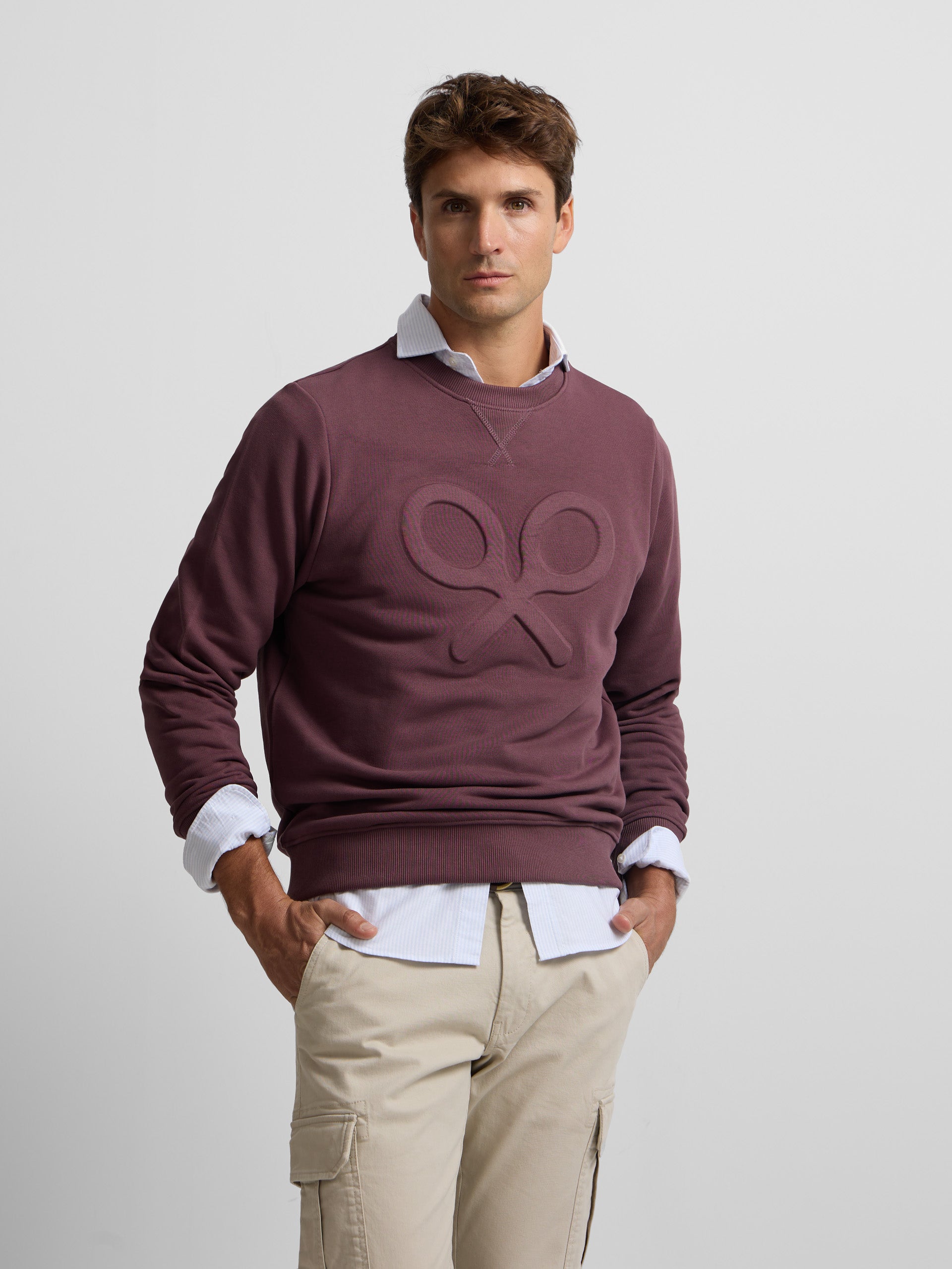 Sweatshirt clássica com logótipo em relevo bordeaux