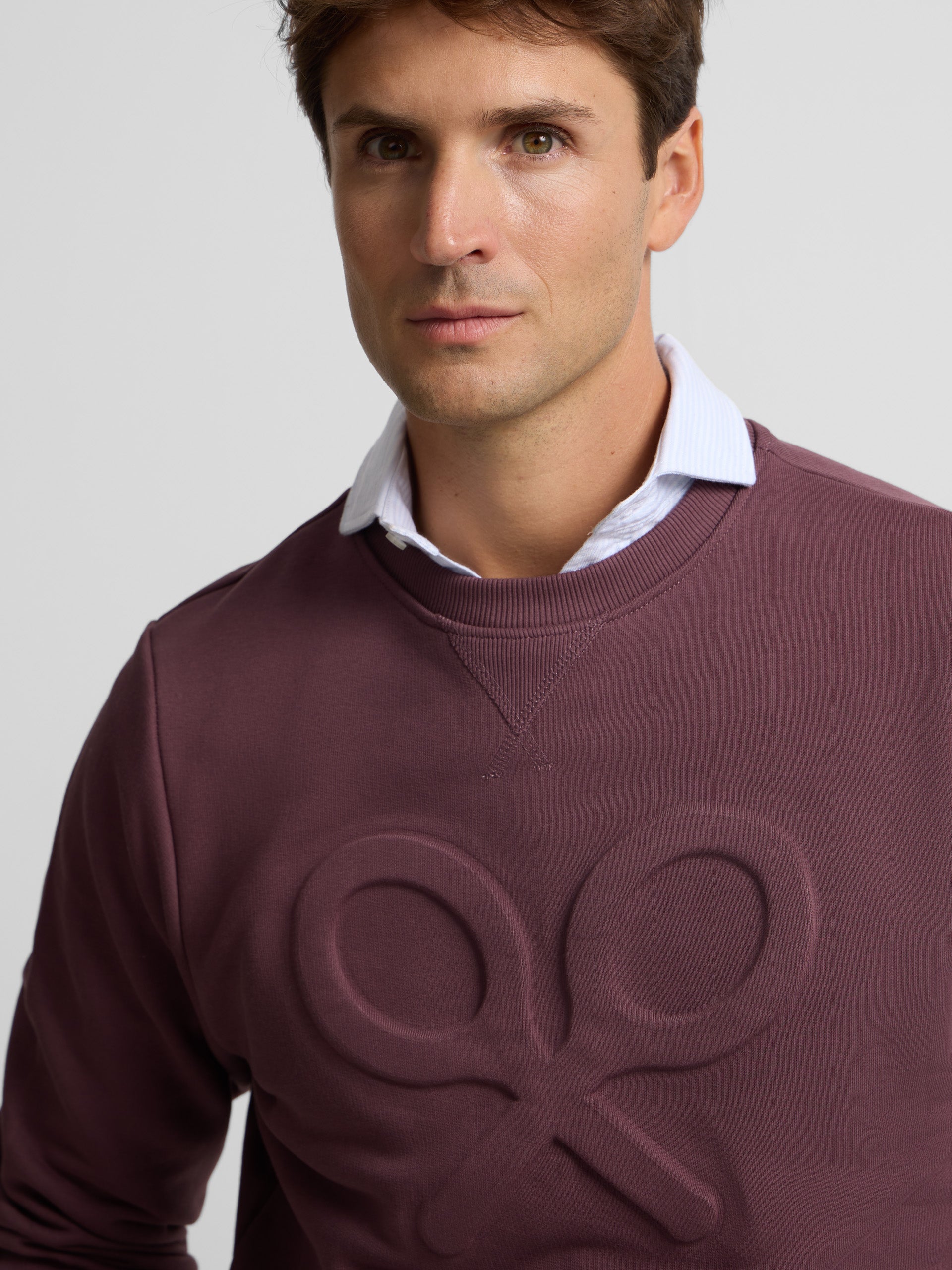 Sweatshirt clássica com logótipo em relevo bordeaux
