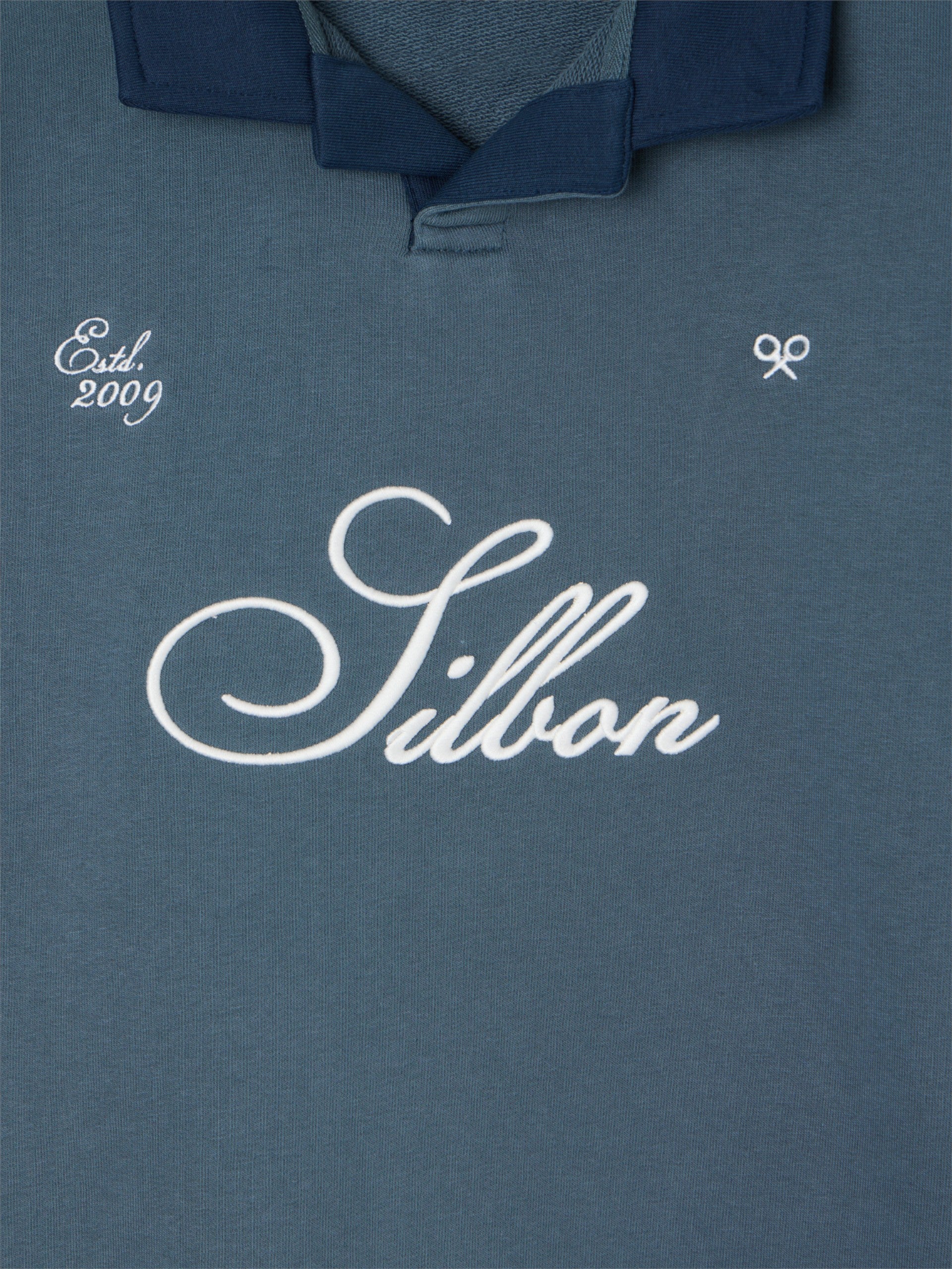 Sweatshirt polo contraste azul verde