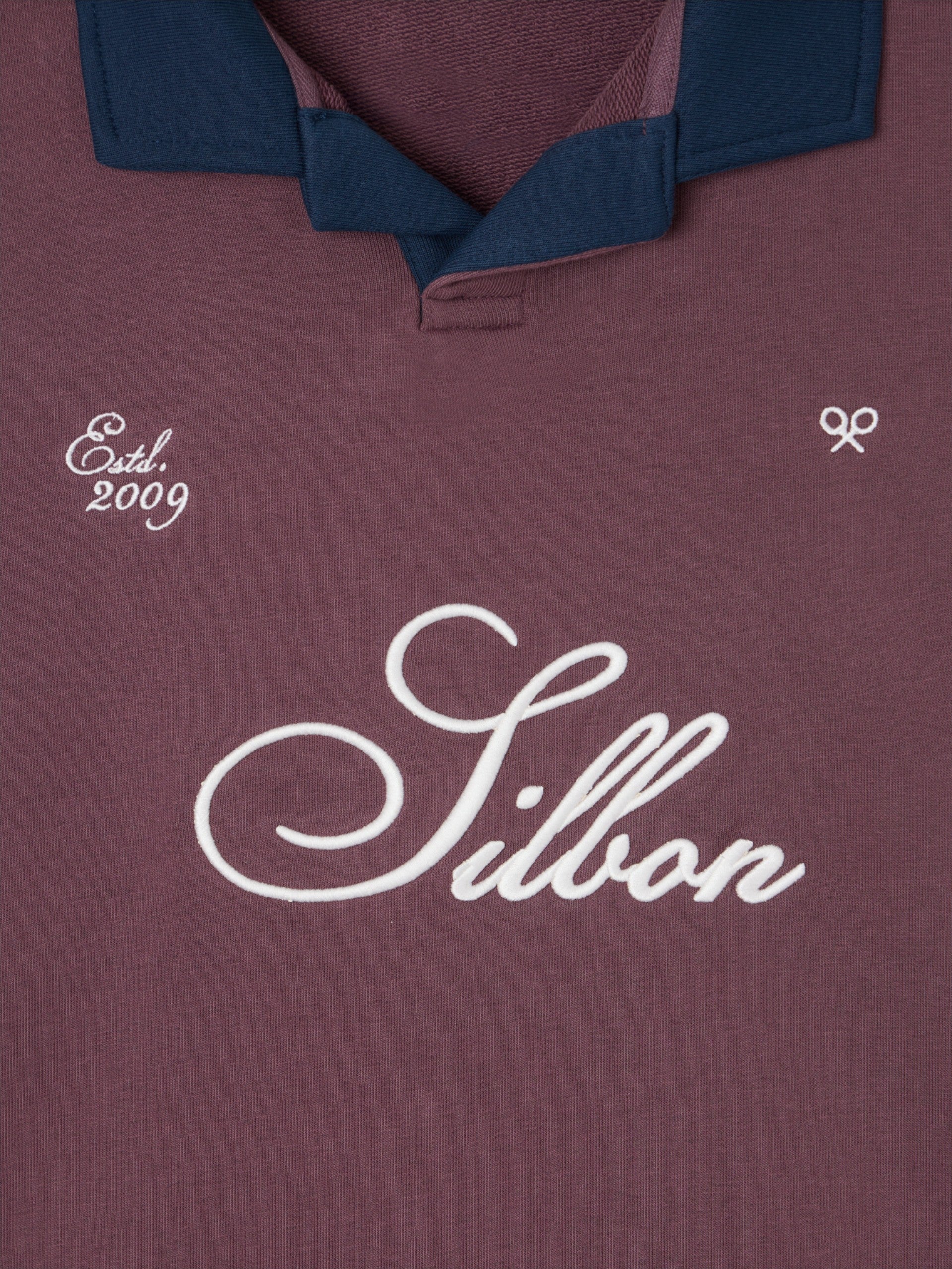 Sweatshirt polo contraste azul-marinho e bordô