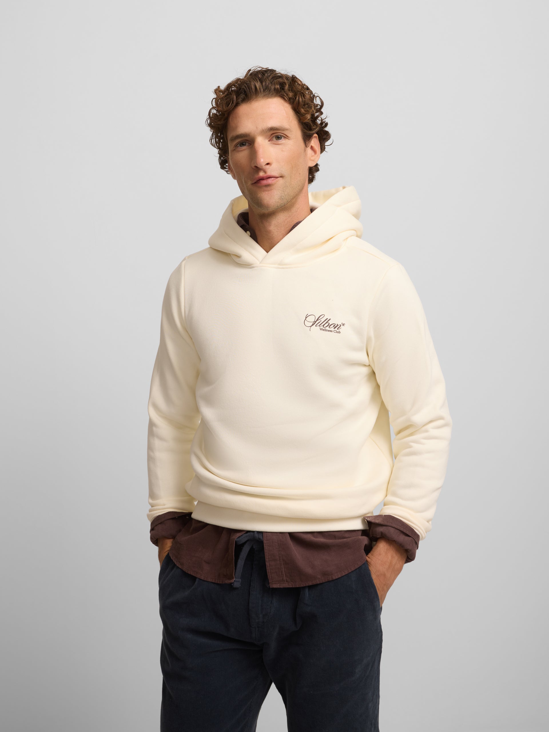 Sudadera hoodie wellness club crema
