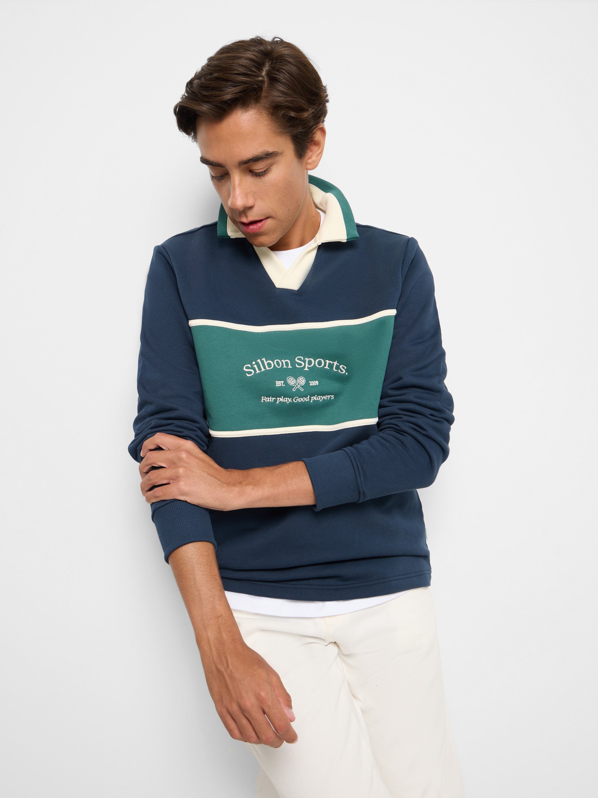 Sudadera cuello polo silbon sports marino