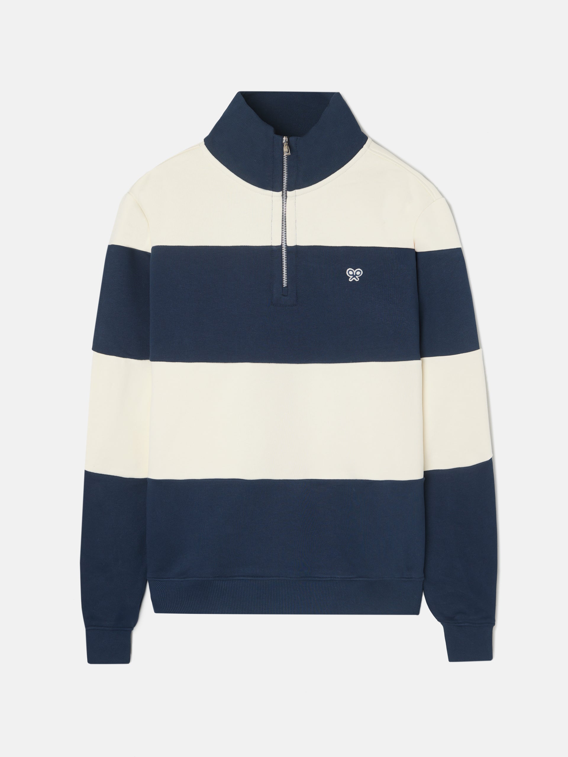 Sudadera media cremallera raya ancha marino