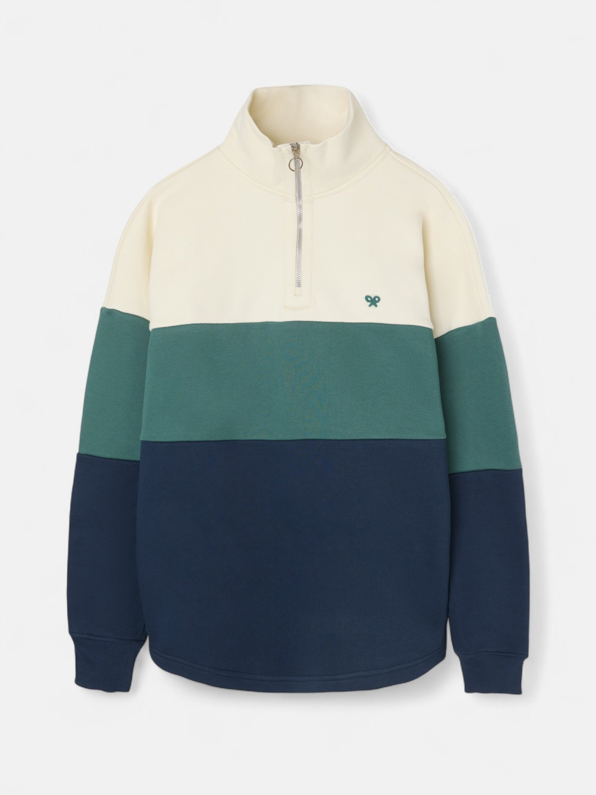 Sudadera relaxed fit media cremallera bloques azul verde