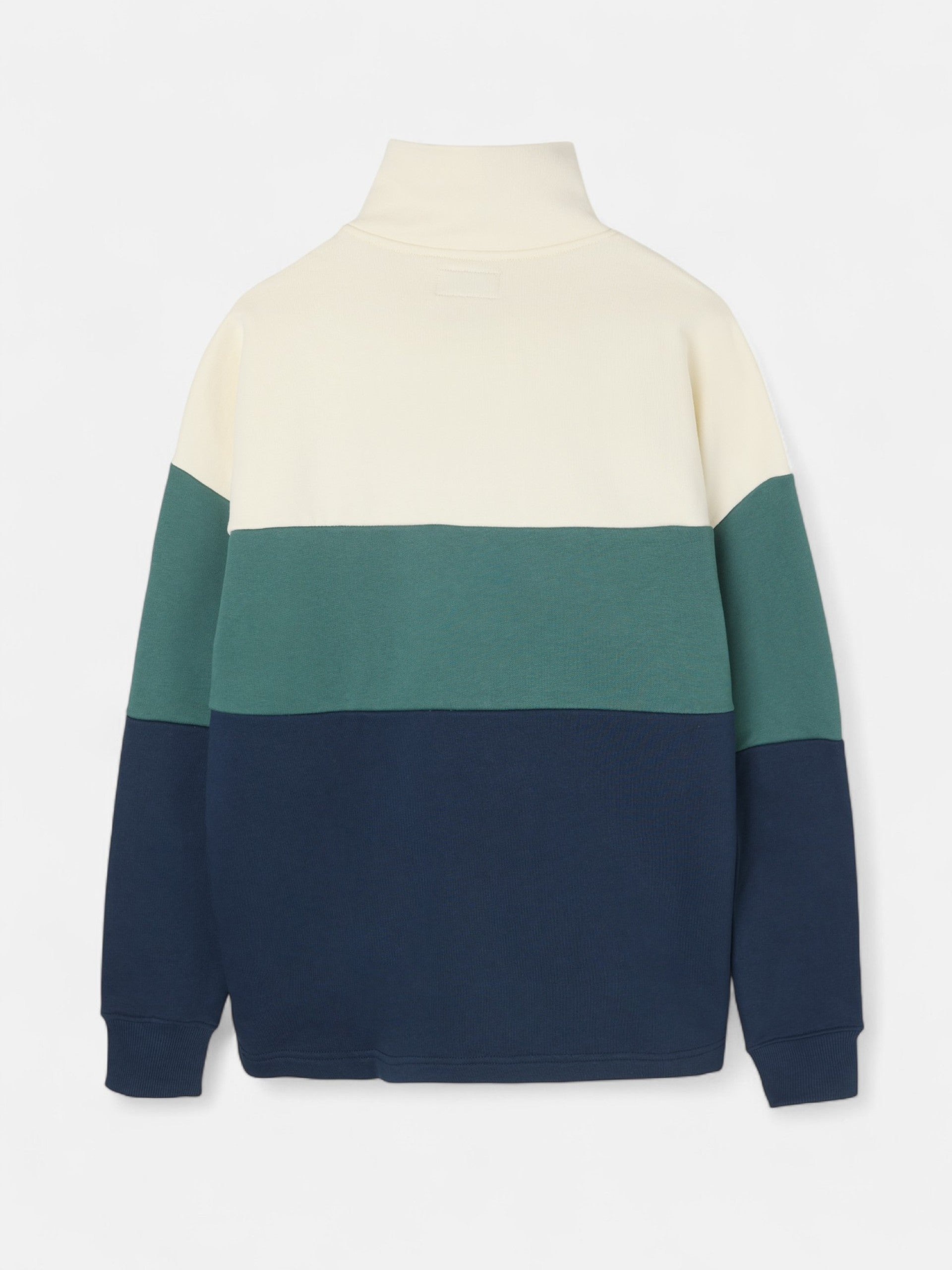 Sudadera relaxed fit media cremallera bloques azul verde