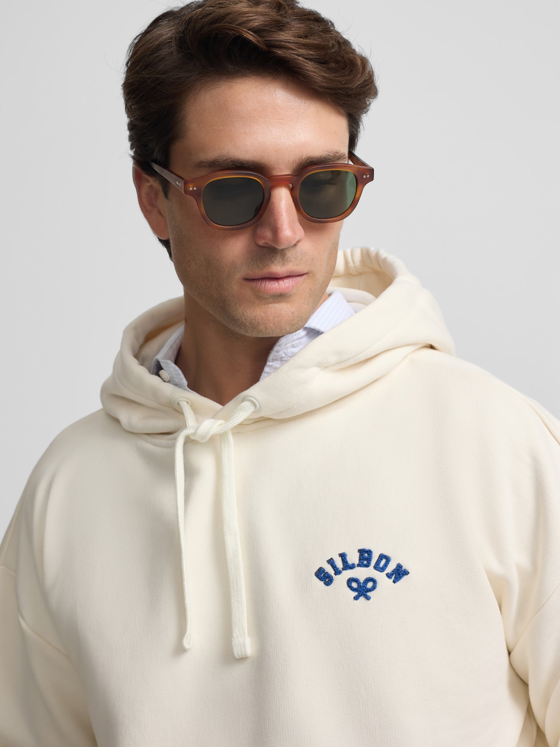 Sudadera hoodie relaxed fit leisure crema