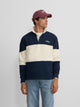 Sweatshirt de gola polo relaxed fit com painel azul-marinho