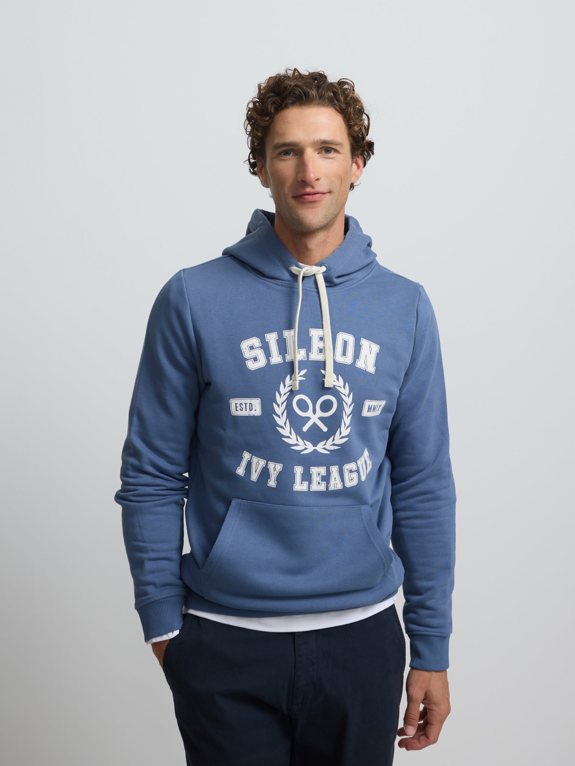 Sudadera hoodie Silbon ivy league azul indigo