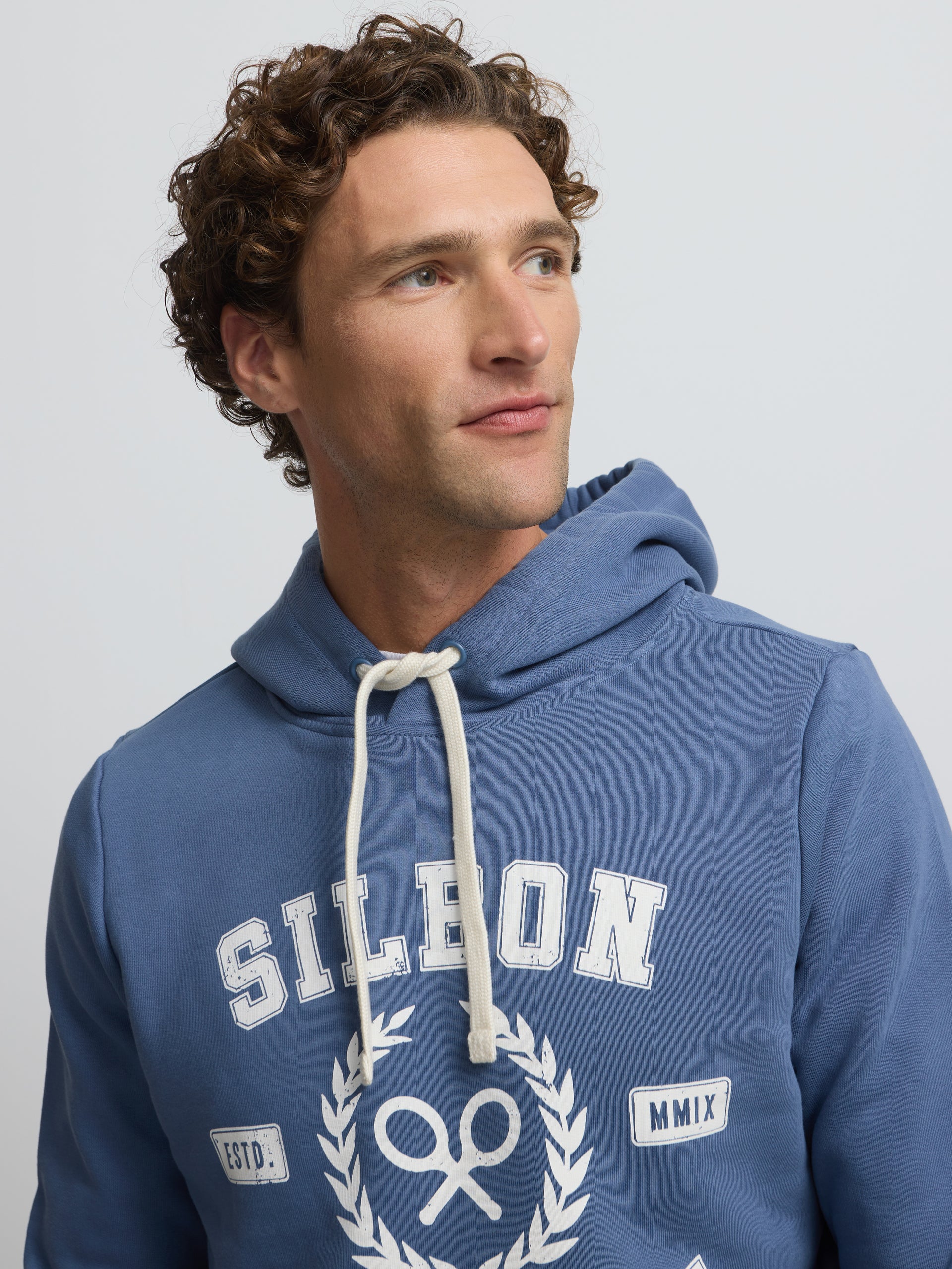 Sudadera hoodie Silbon ivy league azul indigo
