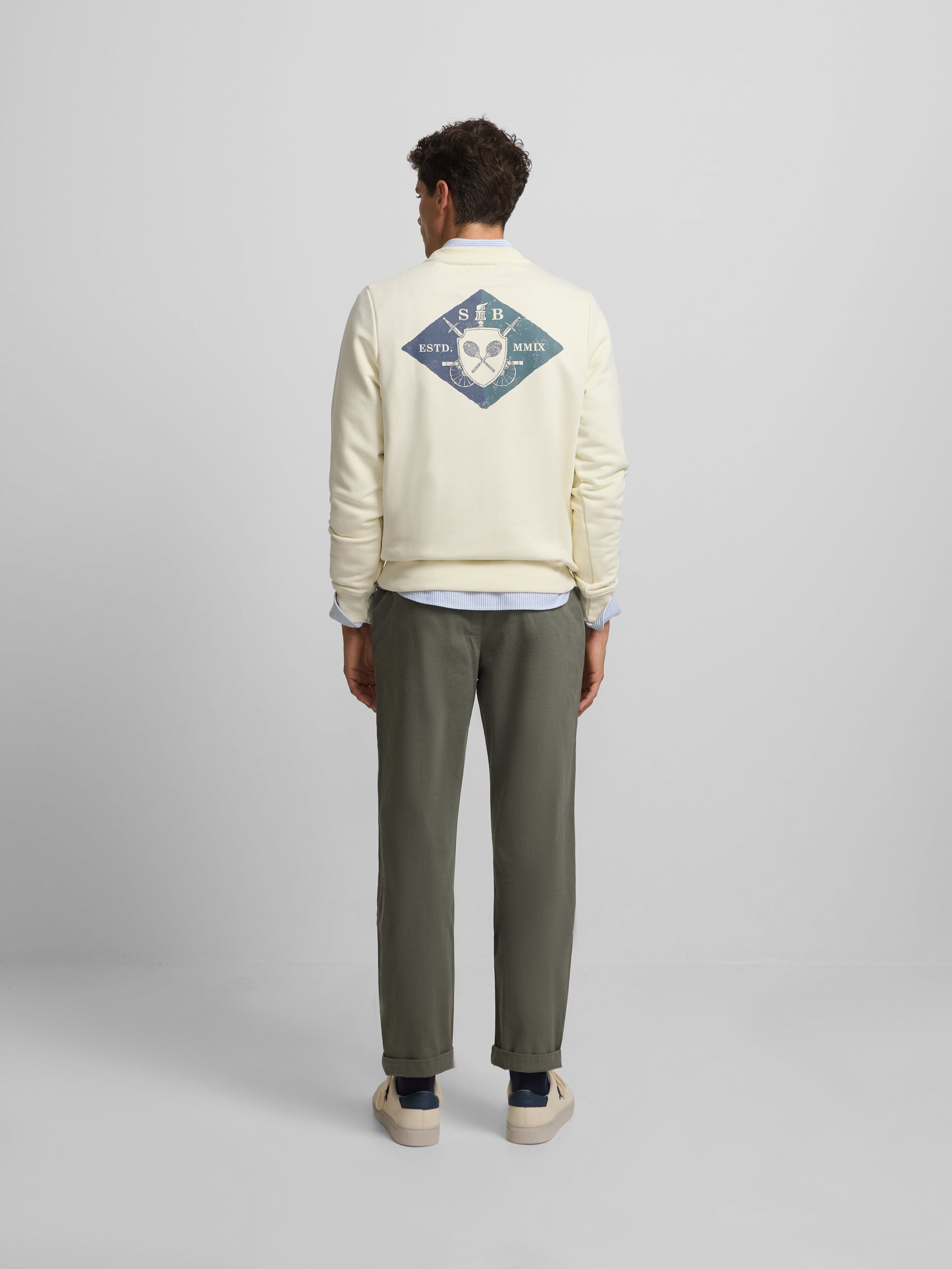 Sweat-shirt à écusson crème SB