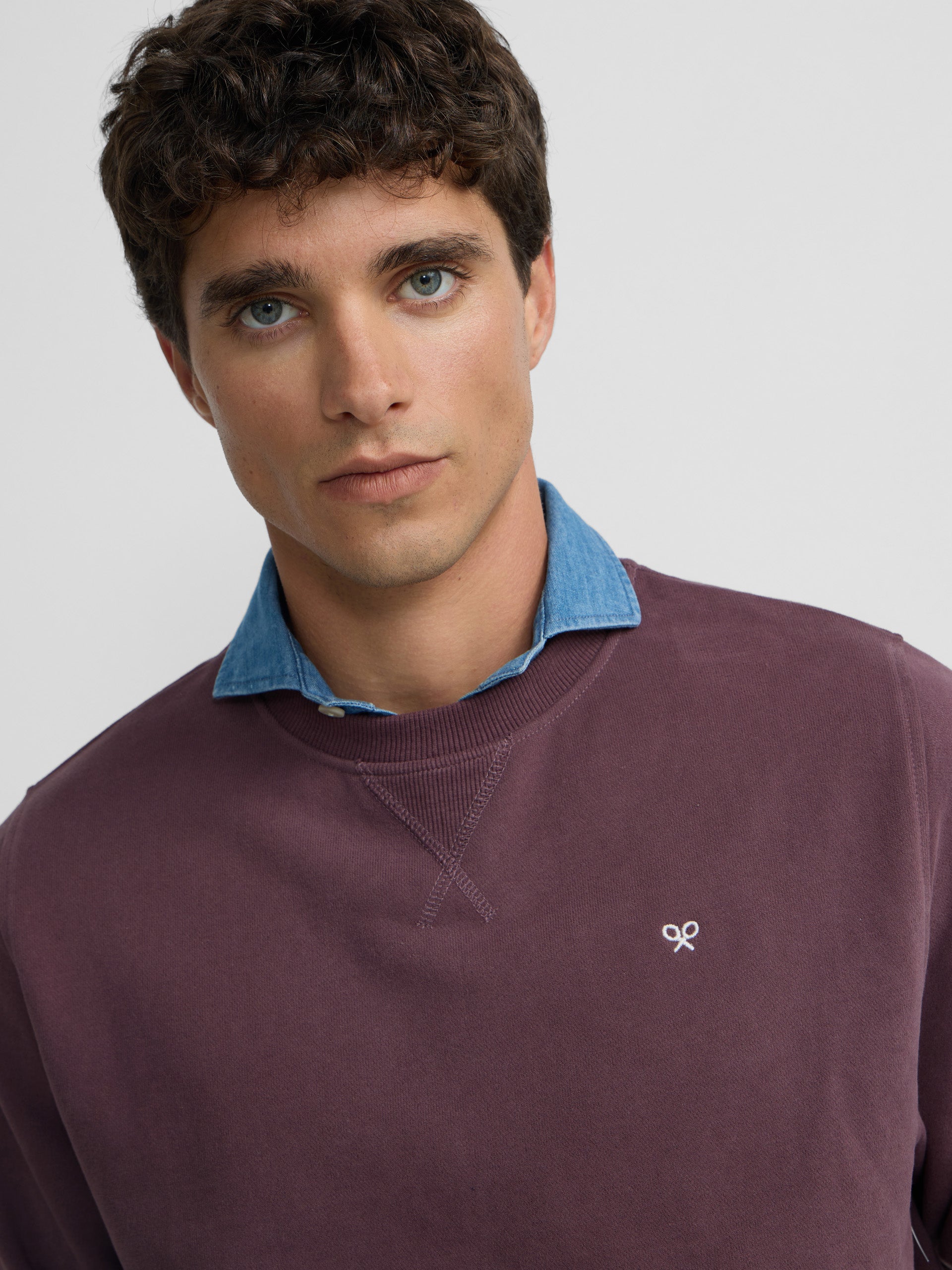 Sweat-shirt bordeaux à mini logo