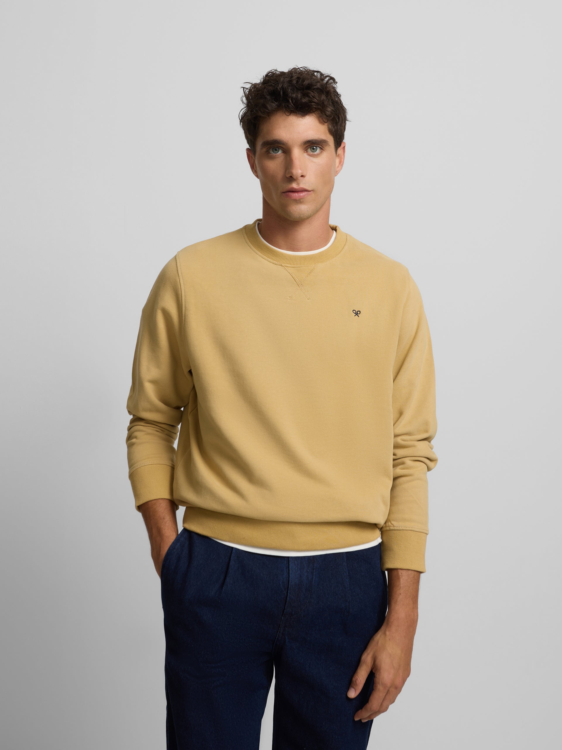 Sweat-shirt Silbon avec mini logo moutarde