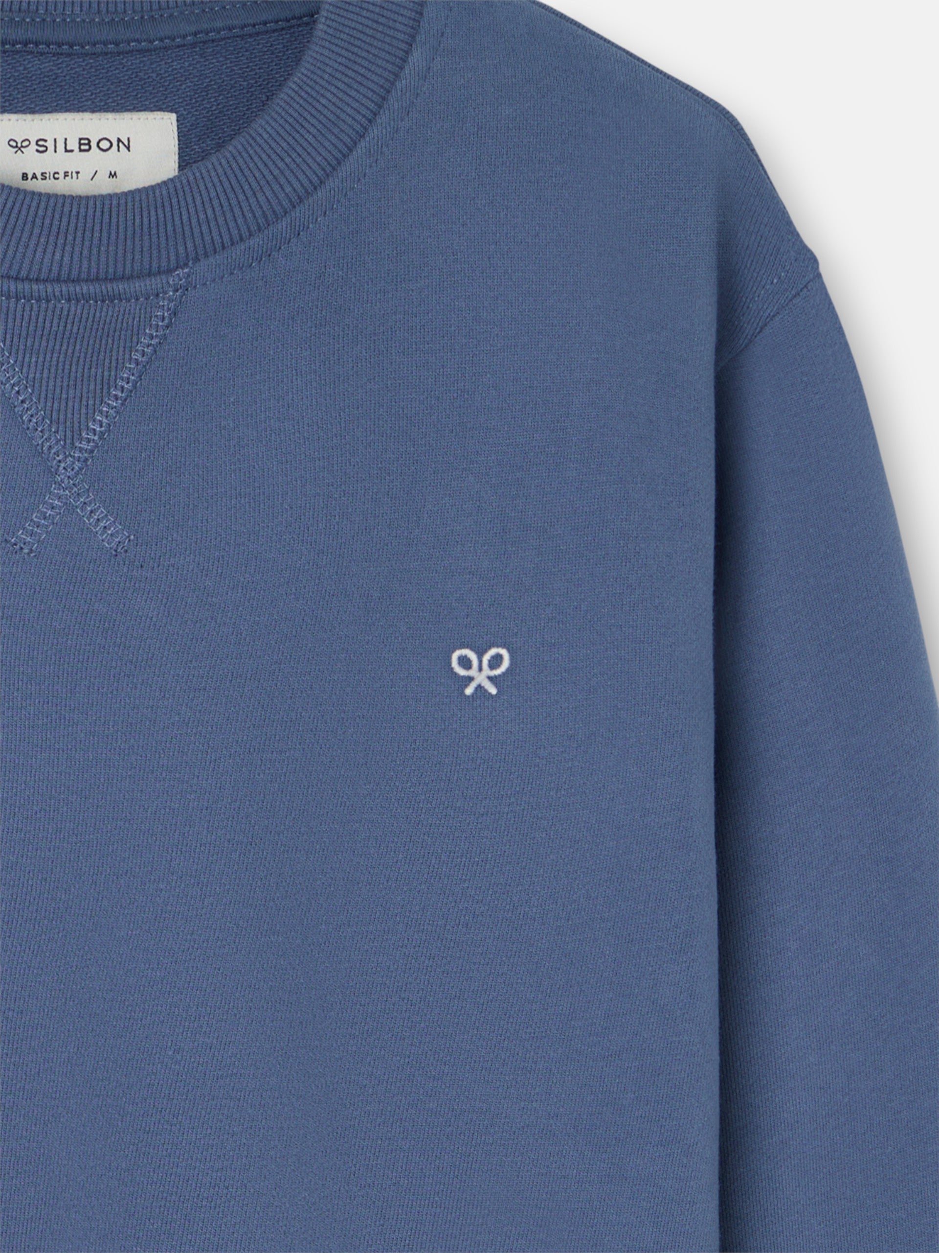Indigo blue mini logo silbon sweatshirt