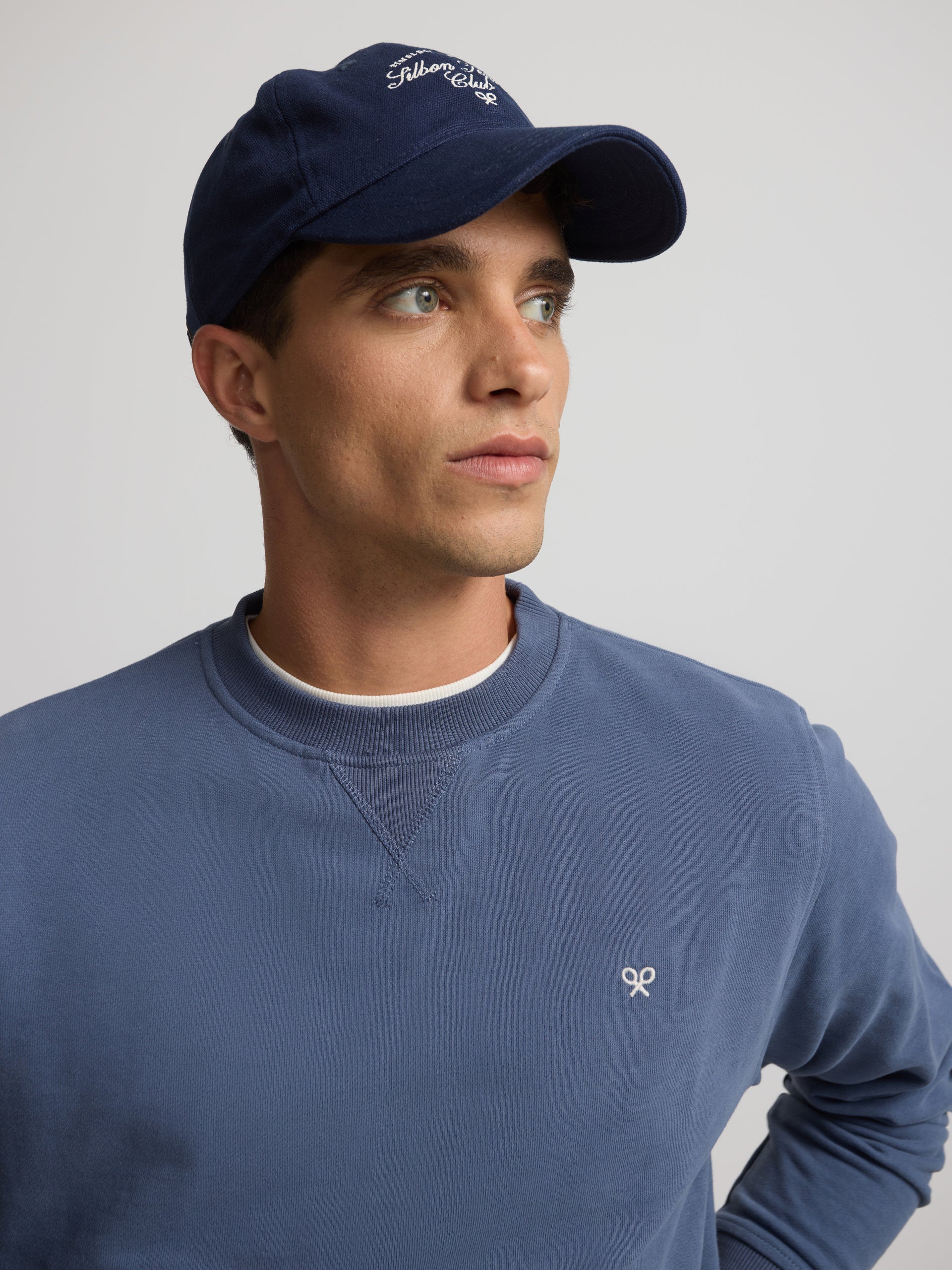 Indigo blue mini logo silbon sweatshirt