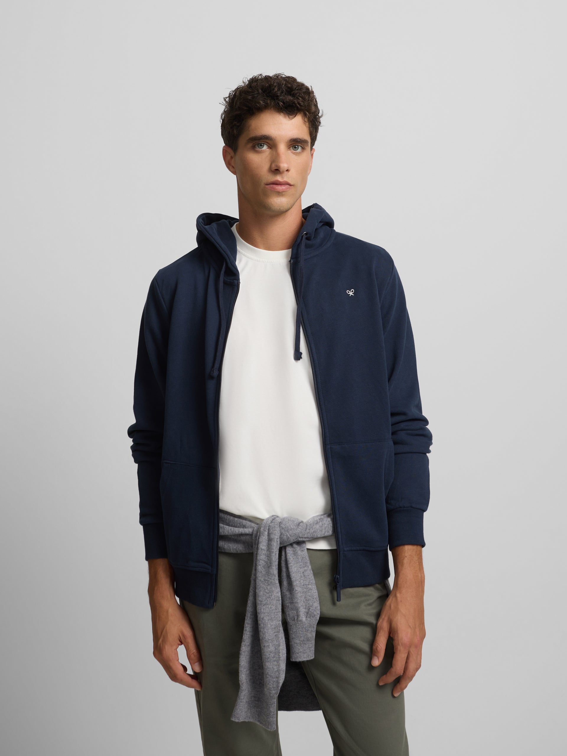 Sweatshirt clássica hoodie azul-marinho