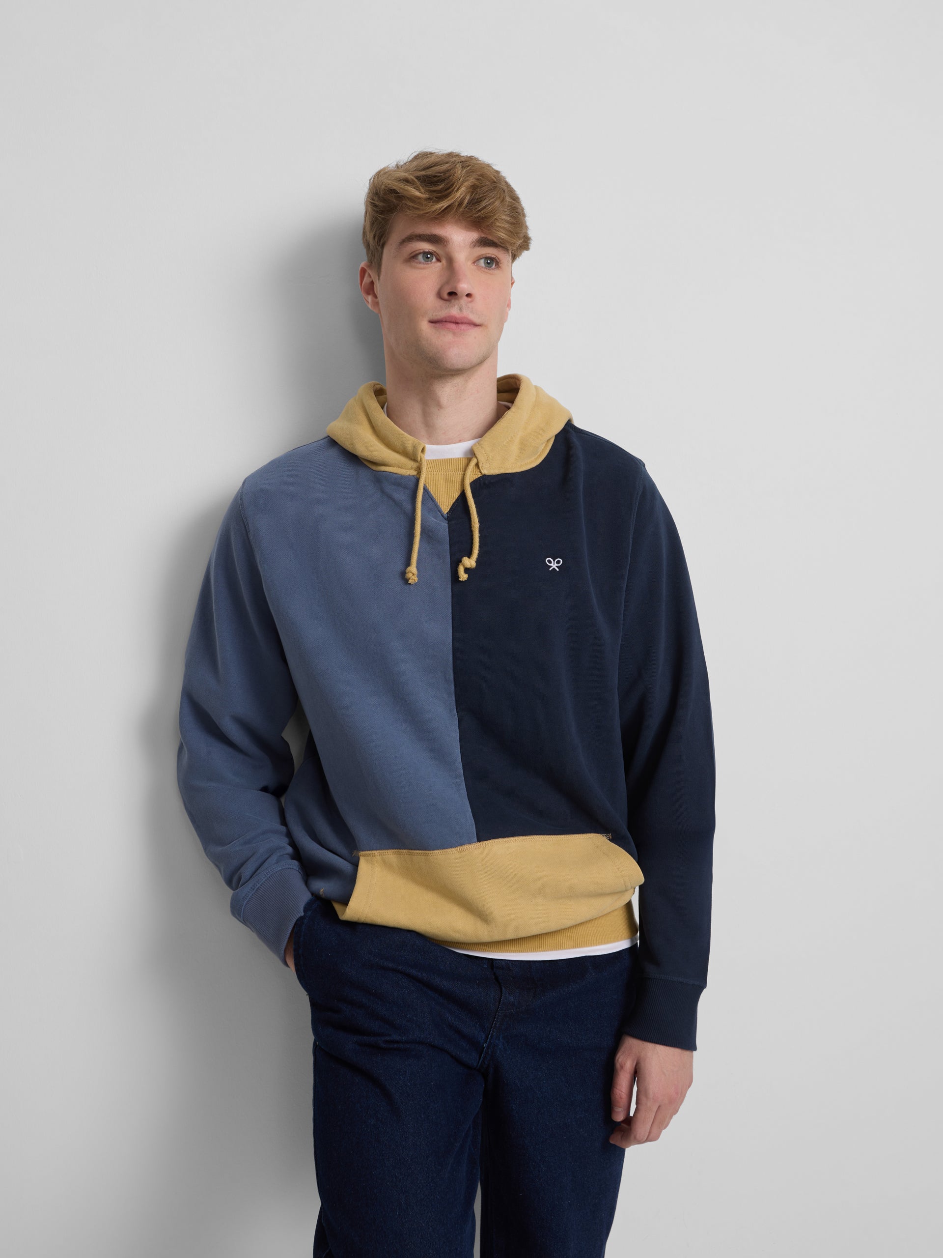 Sudadera hoodie multicolor azul mostaza