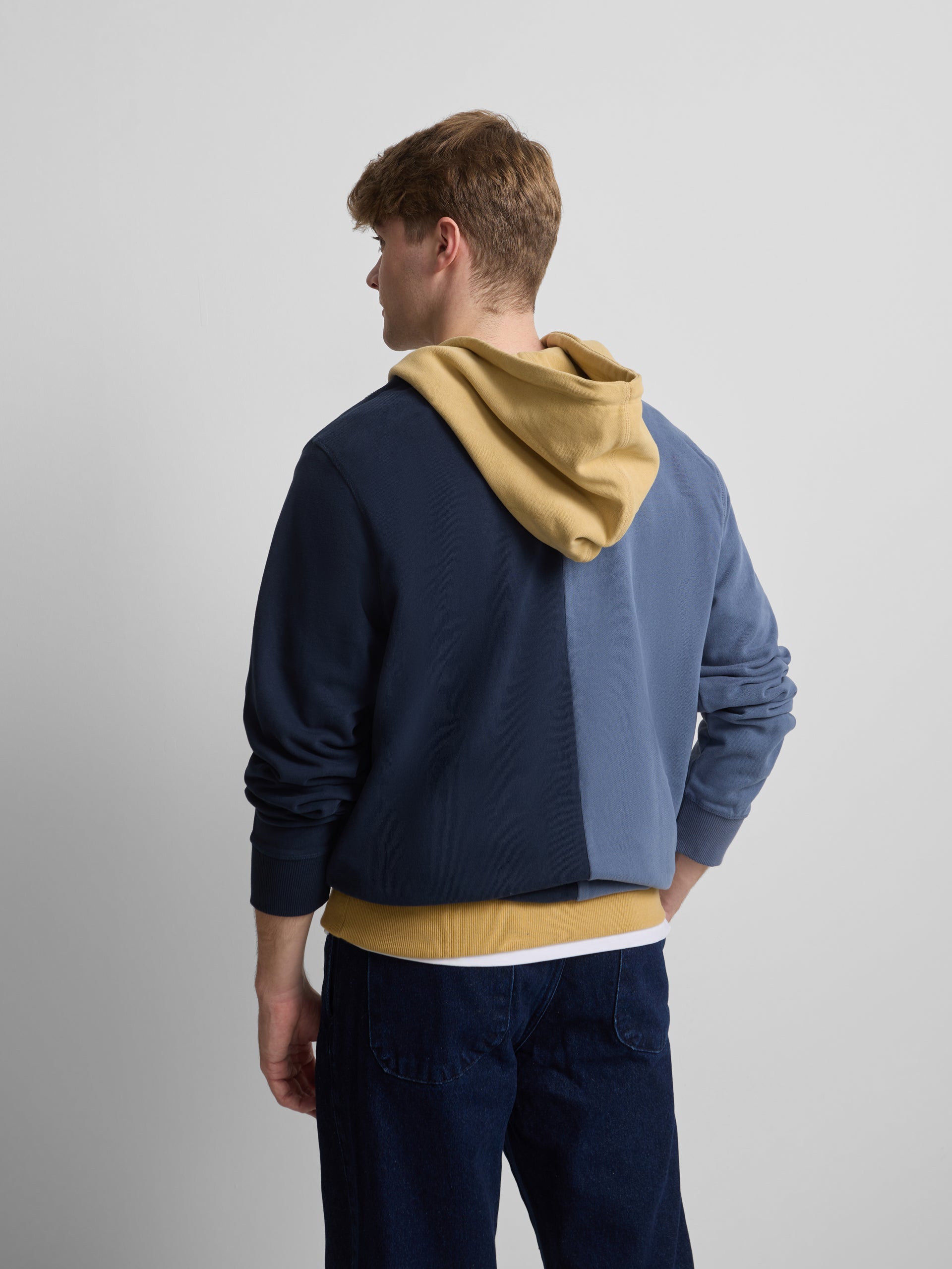 Sudadera hoodie multicolor azul mostaza