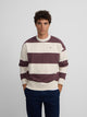 Relaxed fit sweatshirt with cream and burgundy stripes
