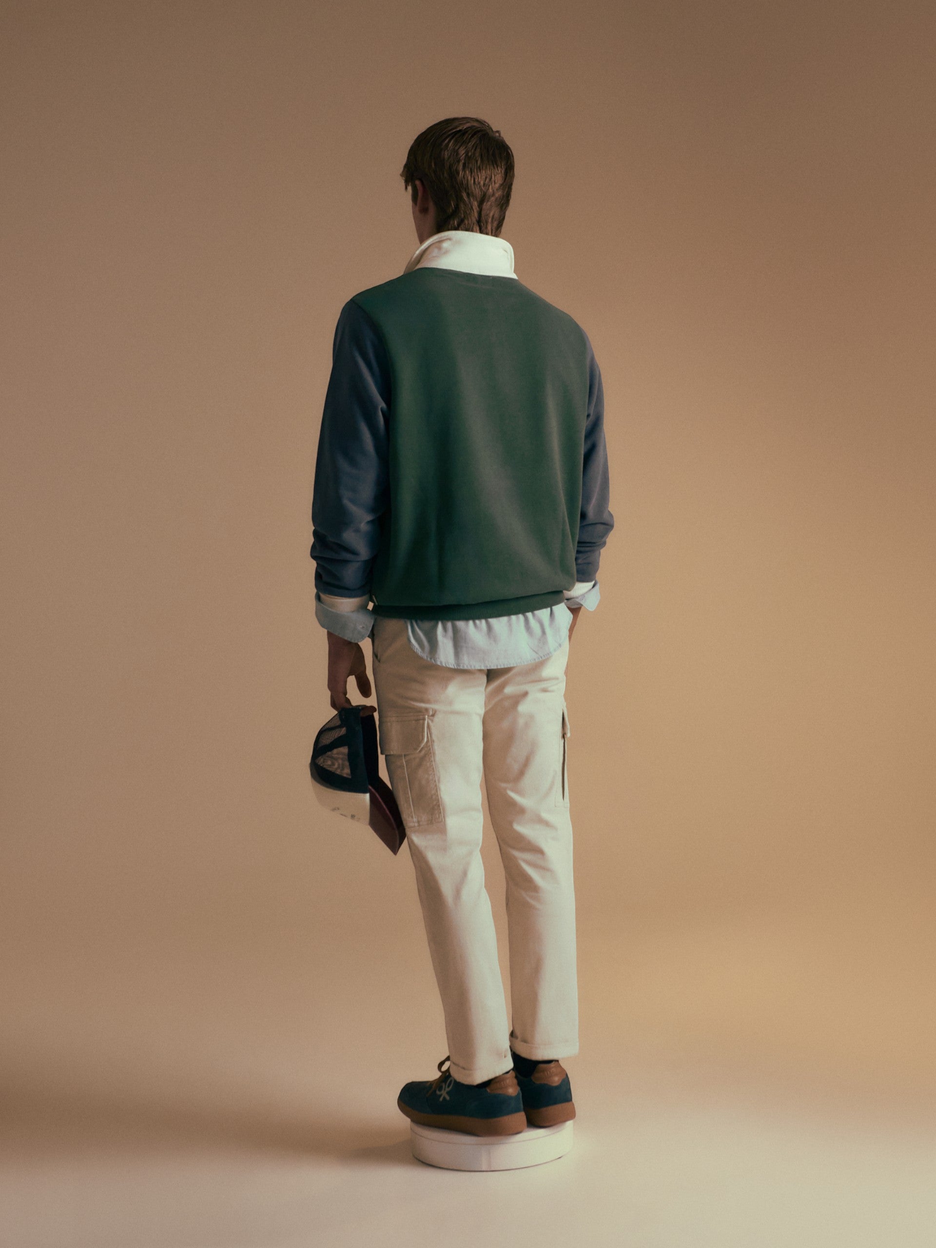 Sudadera media cremallera multicolor verde