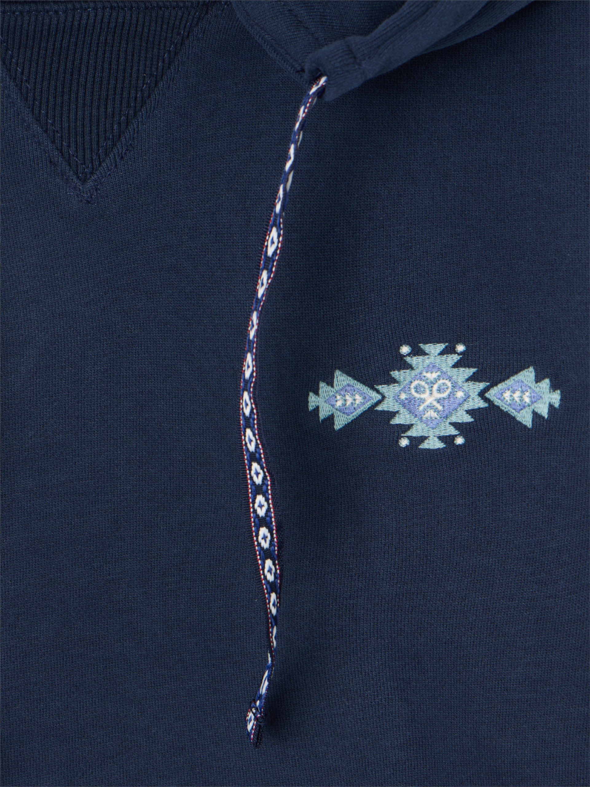 Sweatshirt hoodie com cordão étnico azul-marinho