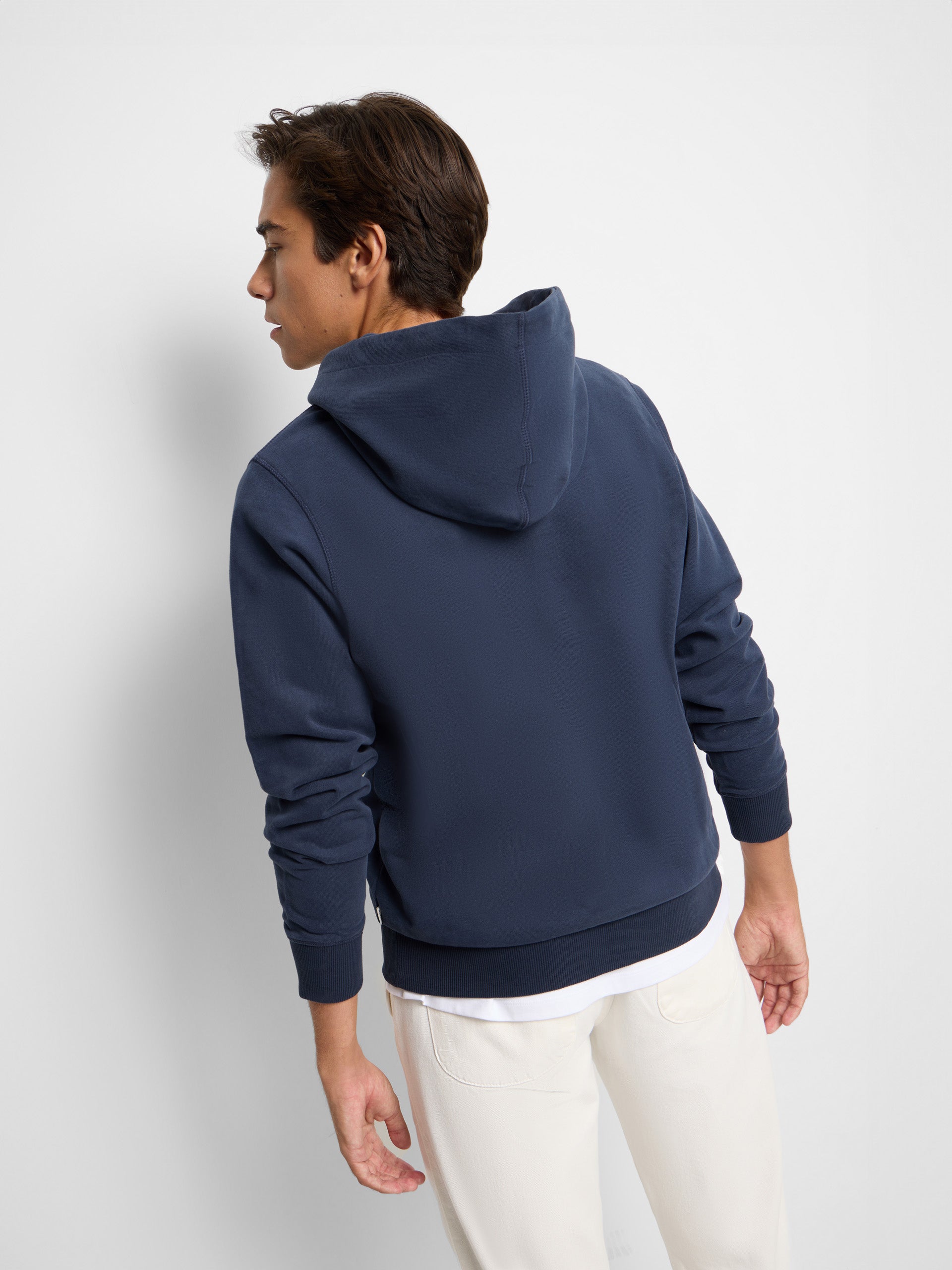 Sweatshirt hoodie com cordão étnico azul-marinho