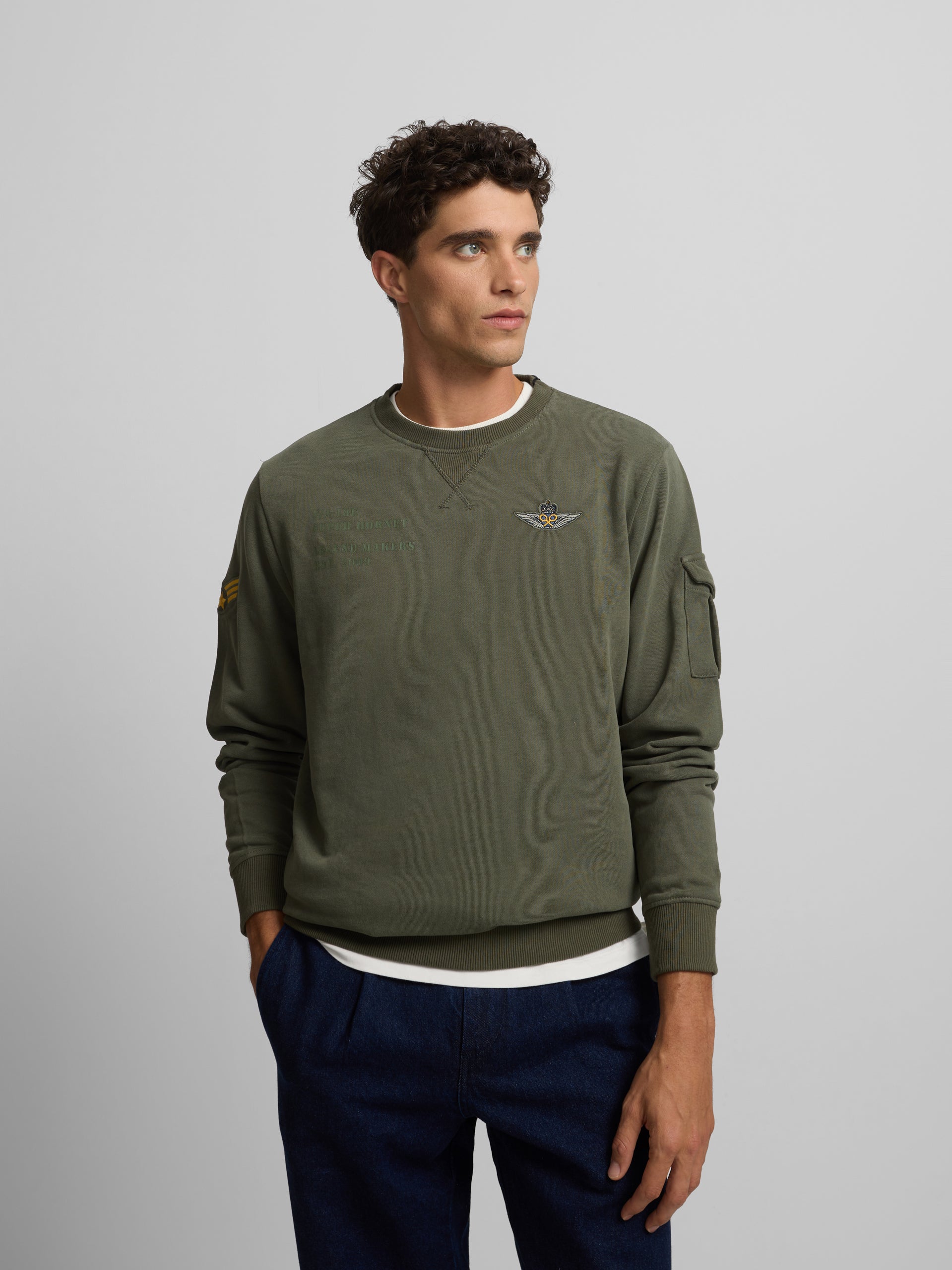 Sudadera parches military verde