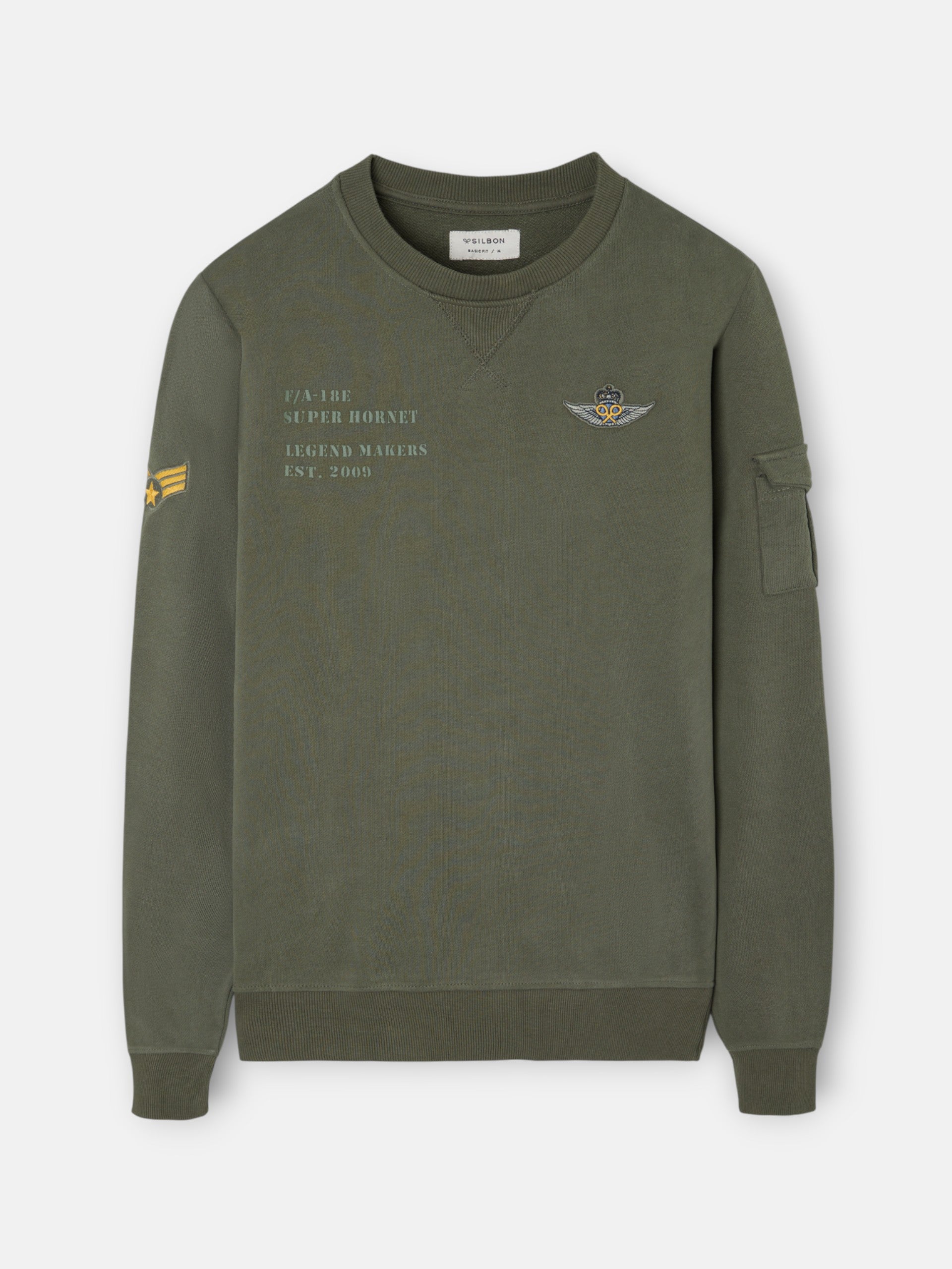 Sudadera parches military verde