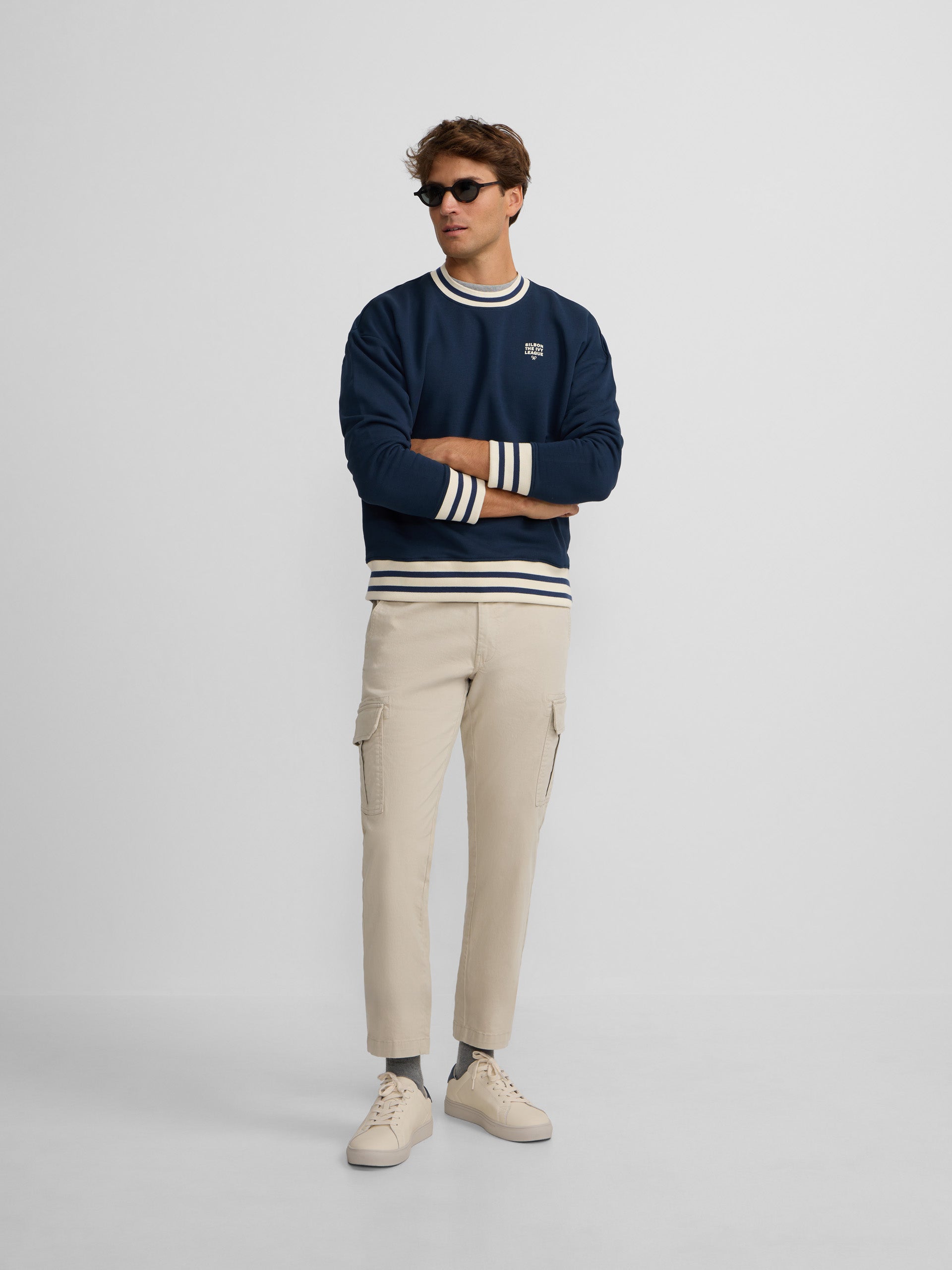 Sweatshirt relaxed fit Ivy League azul-marinho