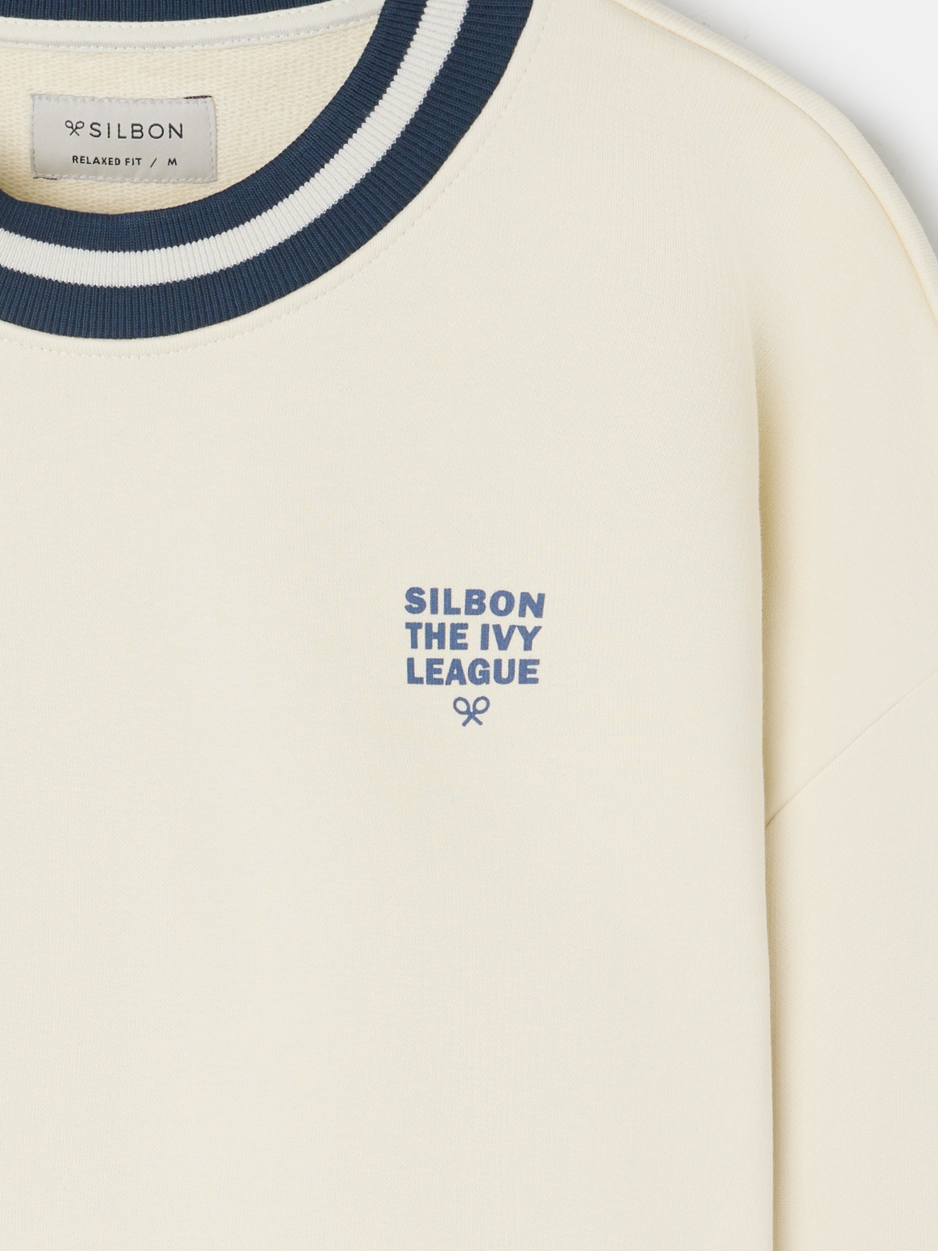 Sudadera relaxed fit ivy league crema