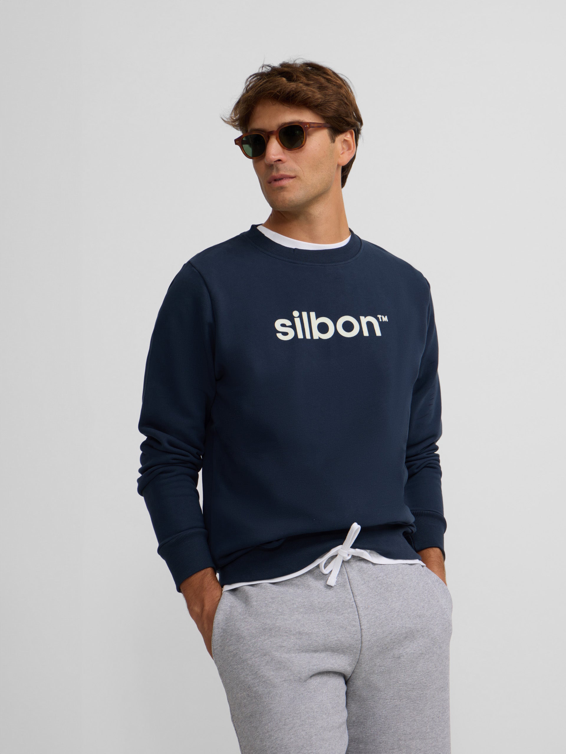 Silbon flock navy blue sweatshirt