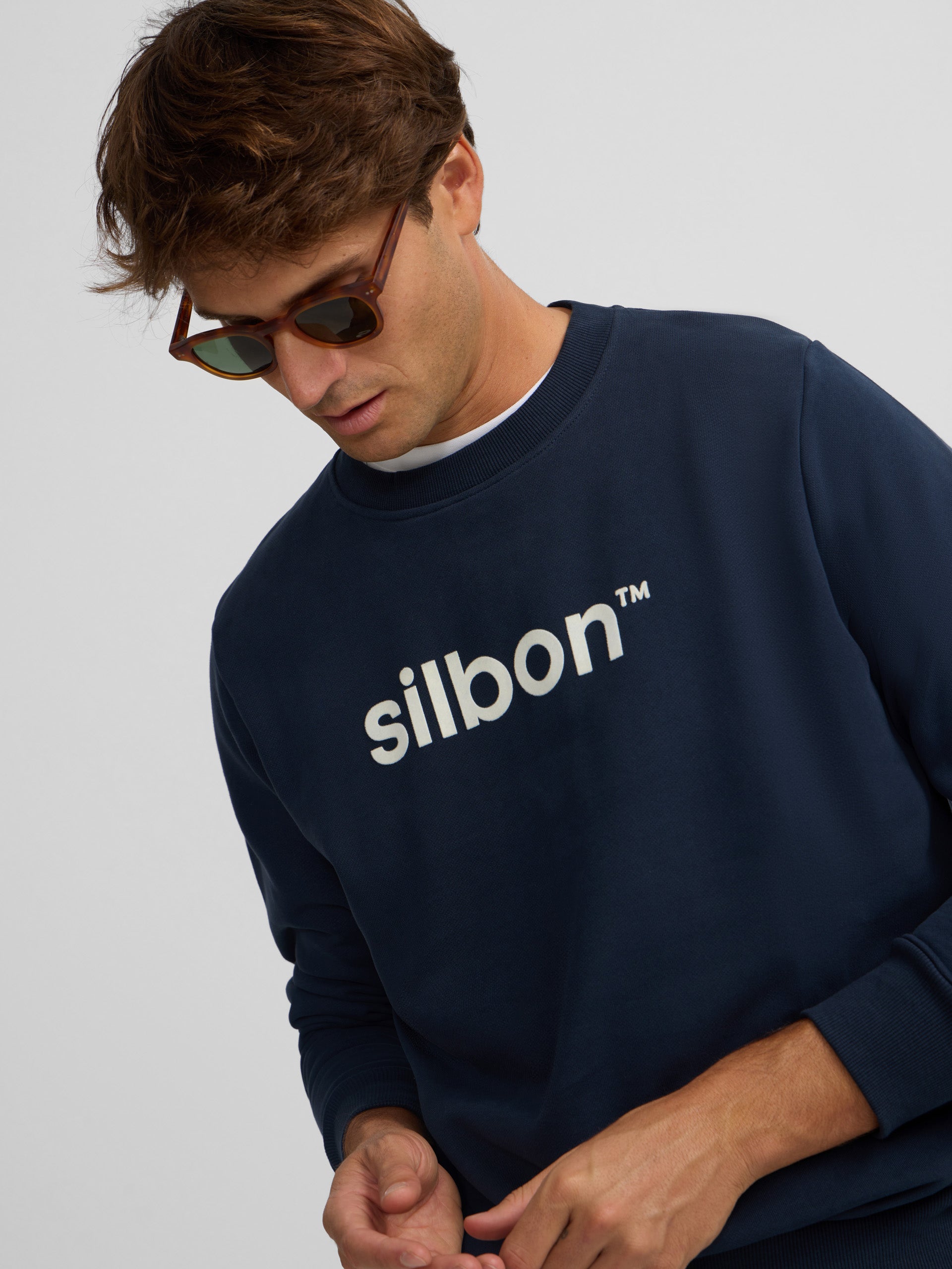 Silbon flock navy blue sweatshirt