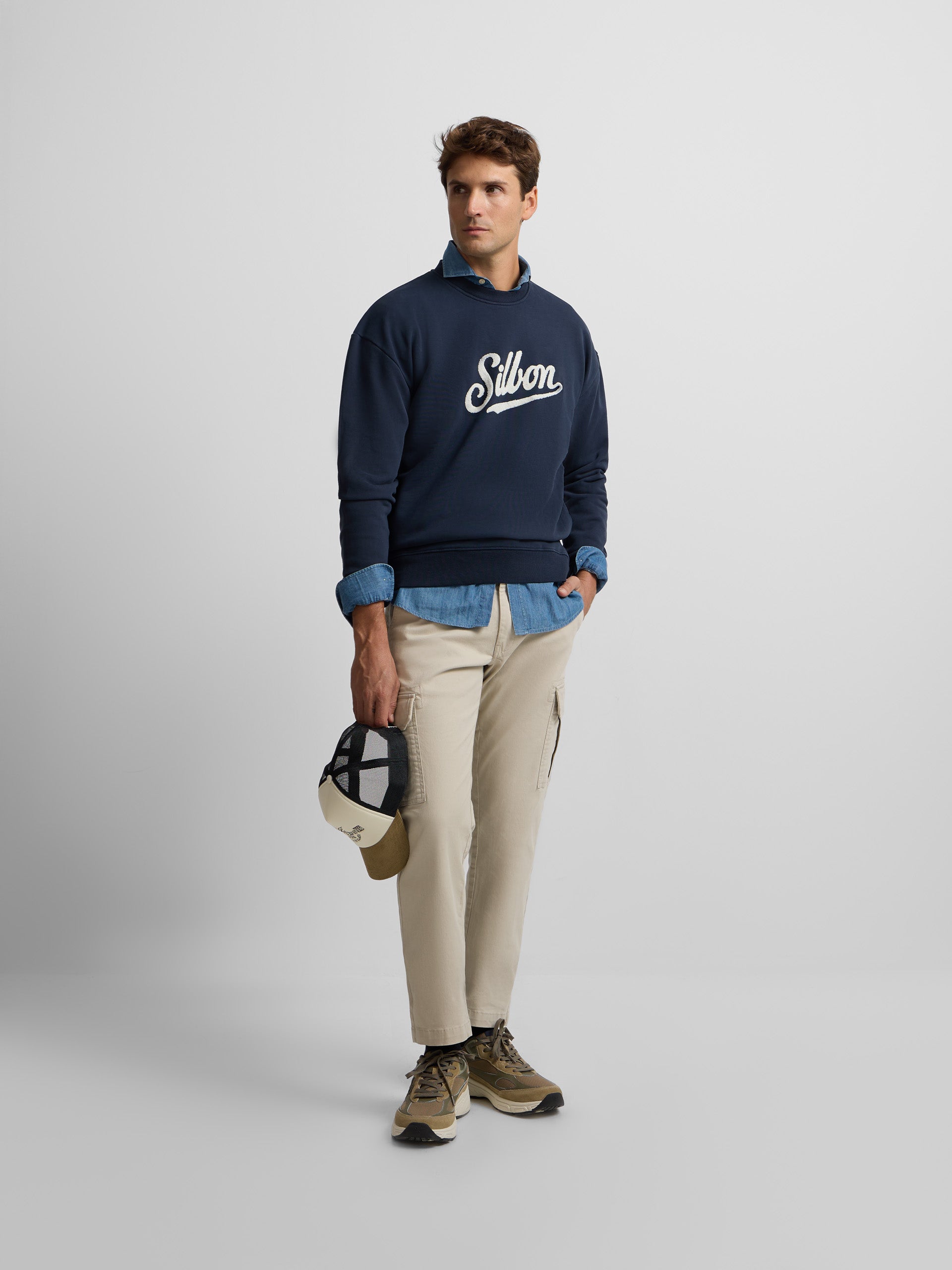 Sweatshirt relaxed fit retro azul-marinho