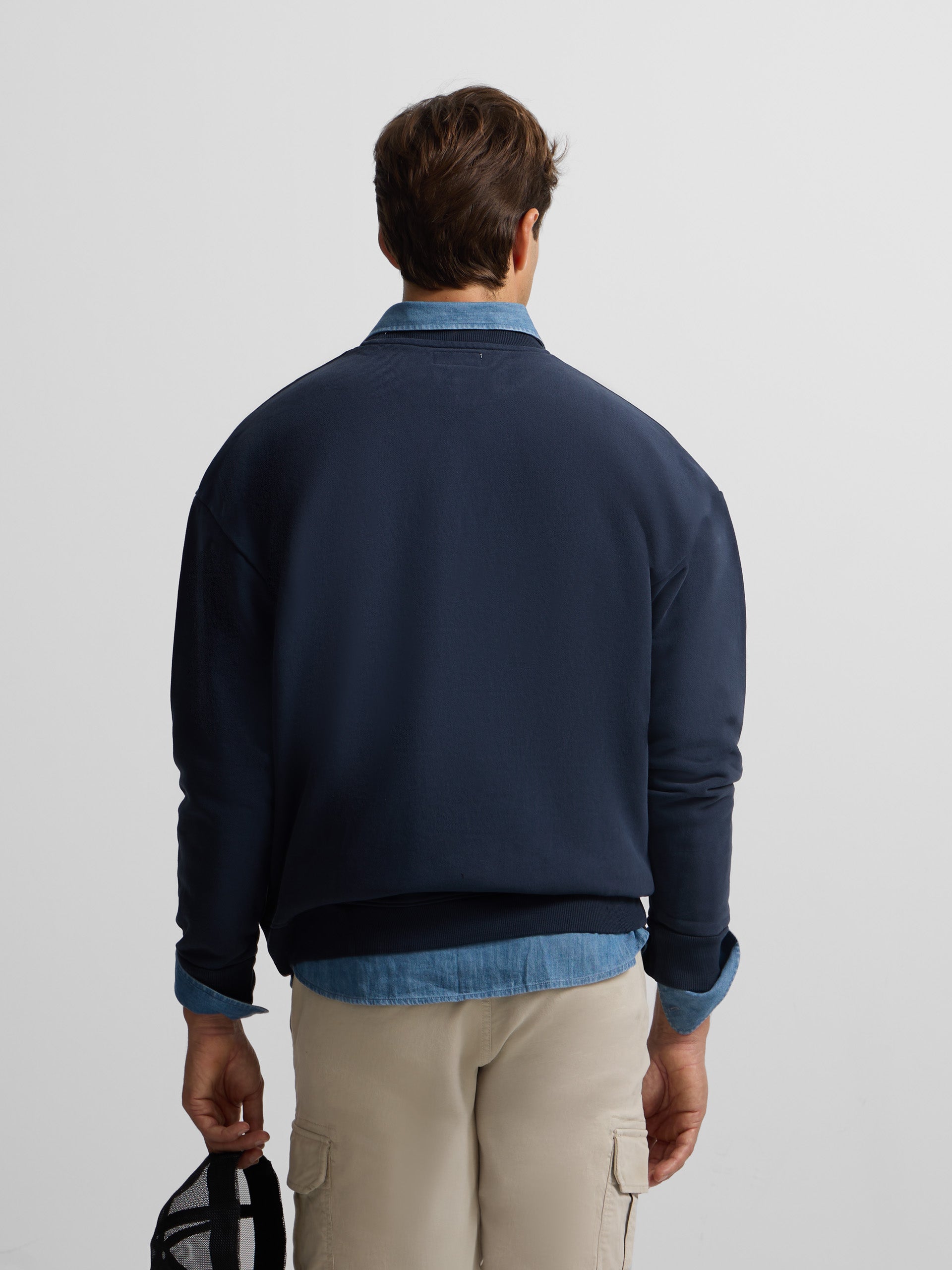 Sweatshirt relaxed fit retro azul-marinho