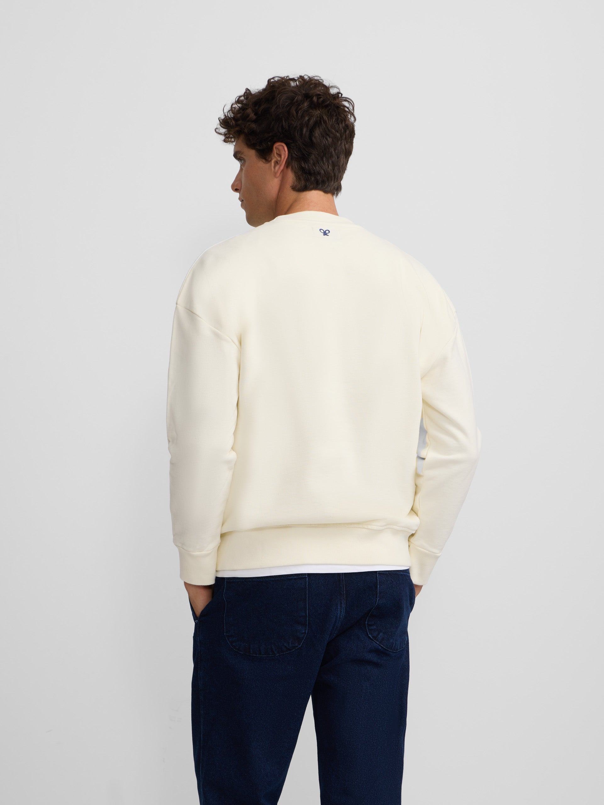 Sweat-shirt rétro décontracté crème