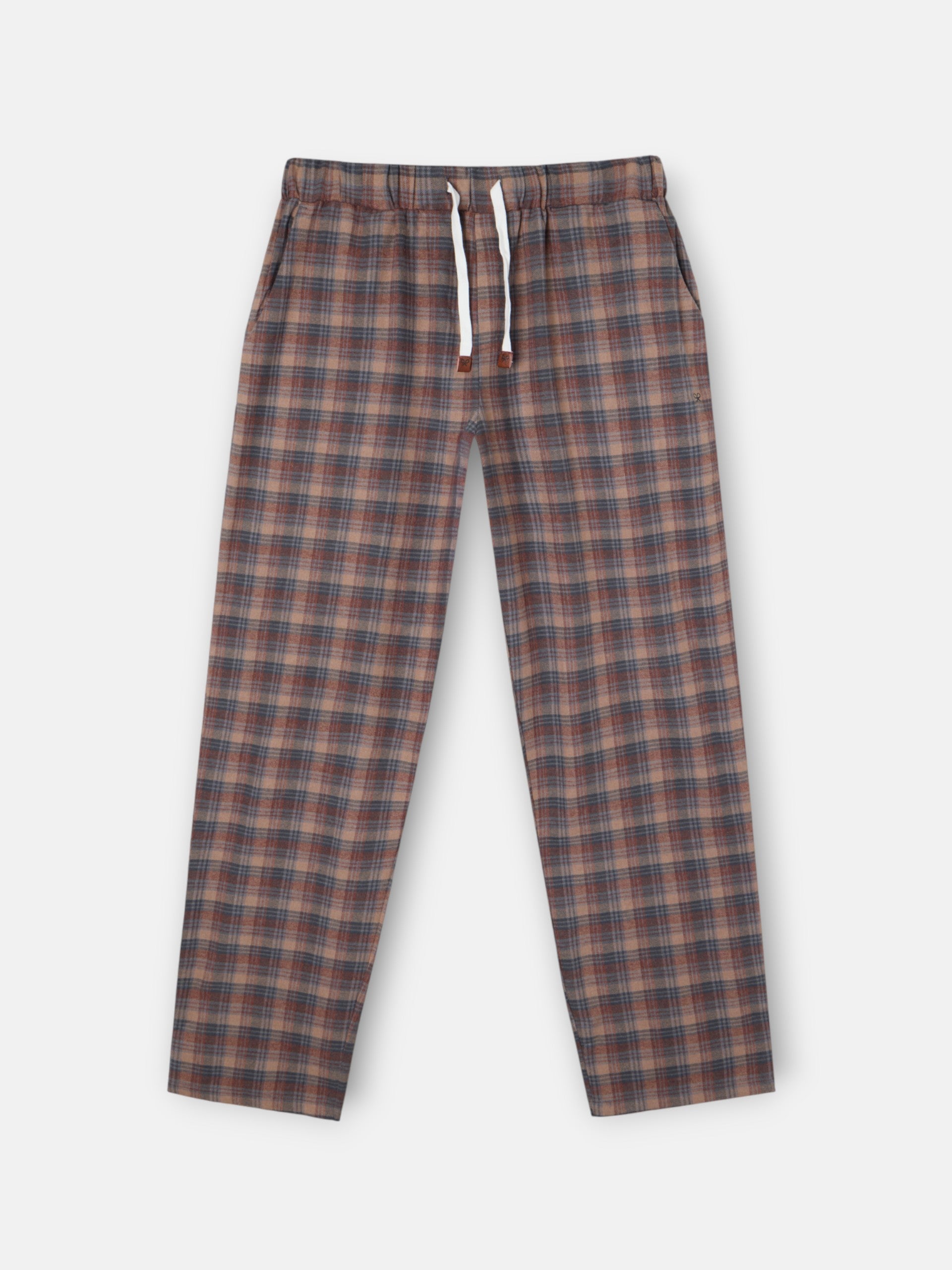 brown grey tartan plaid pajamas
