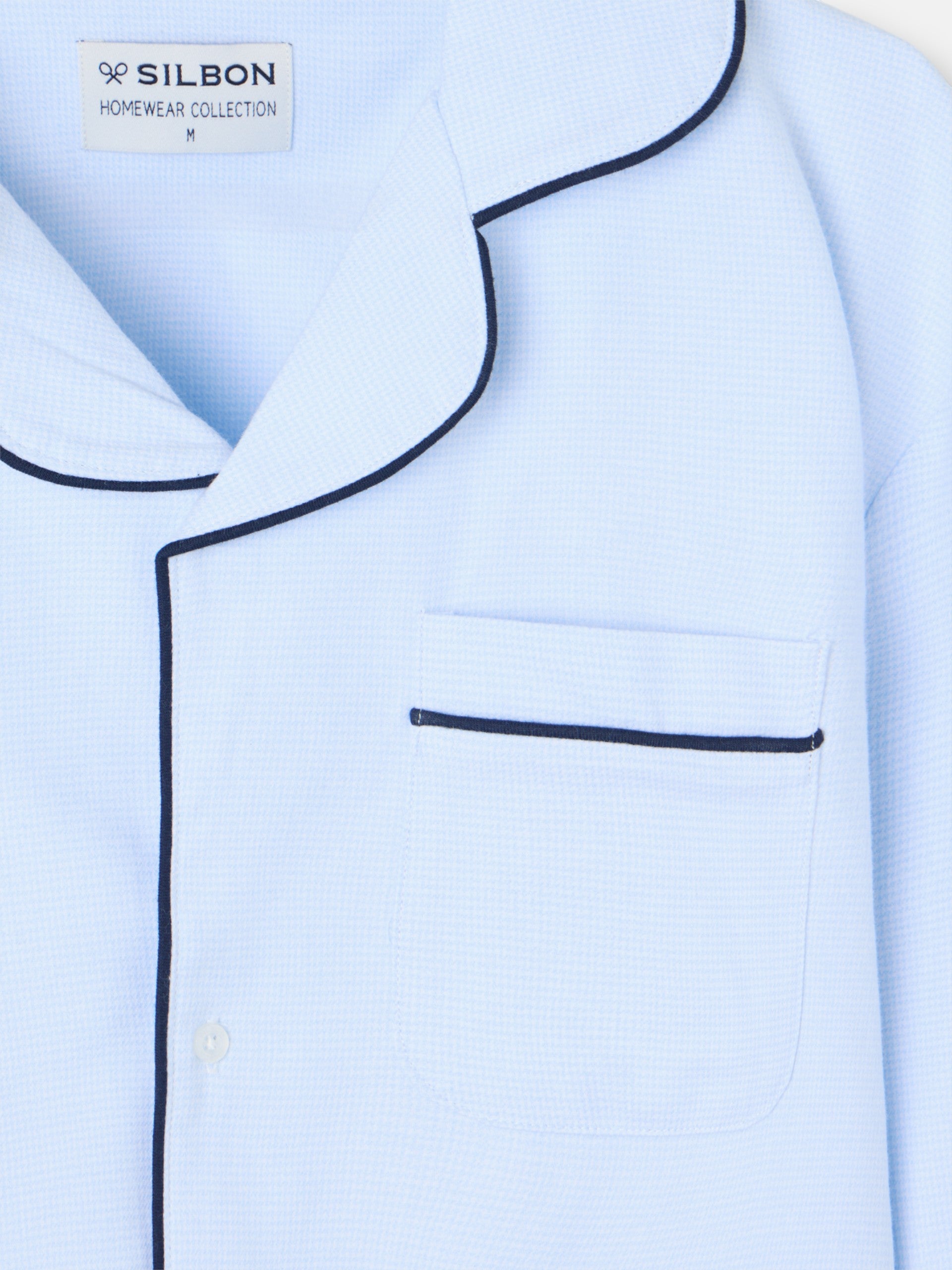 Light blue houndstooth shirt-style pajamas