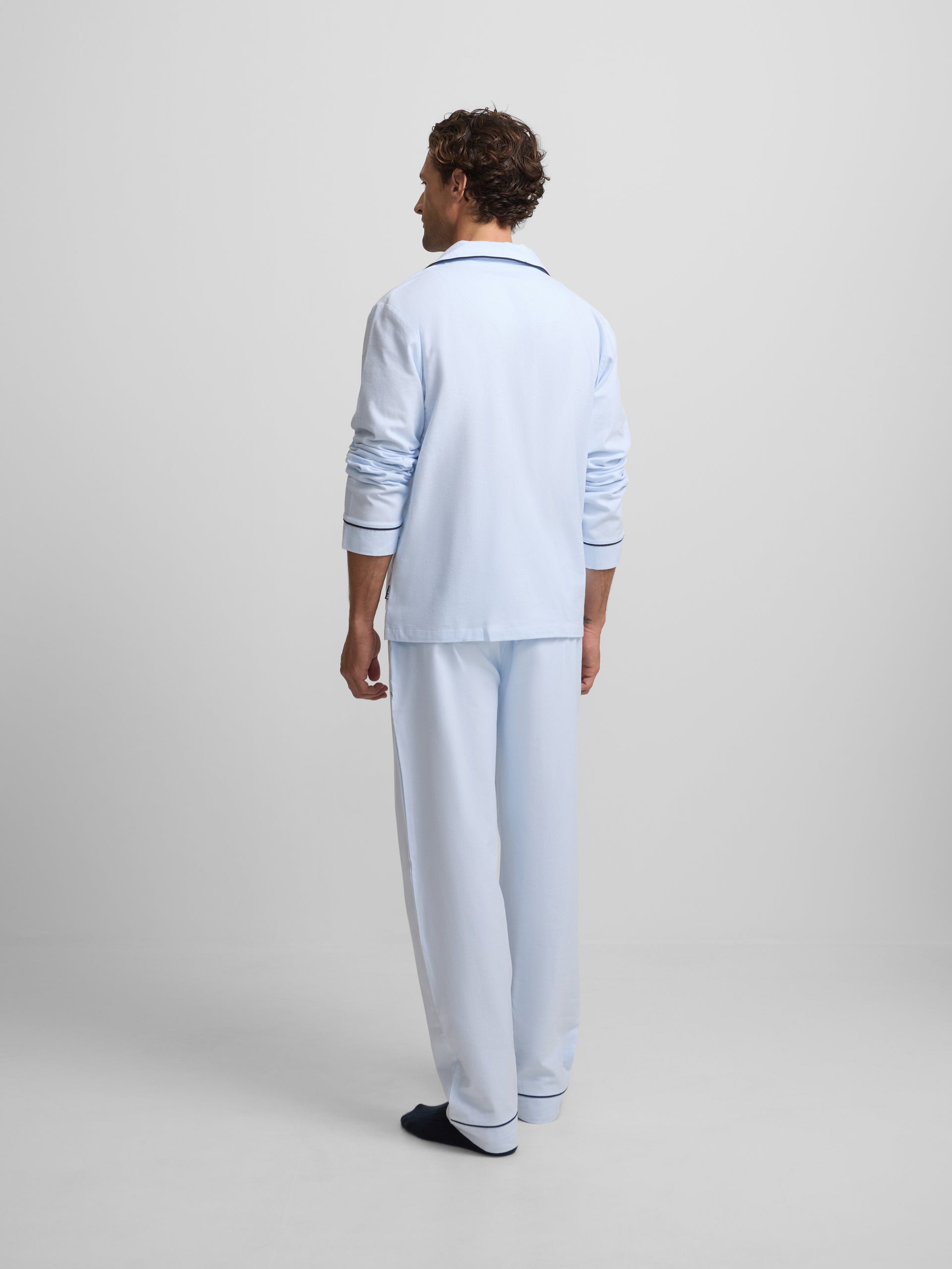 Light blue houndstooth shirt-style pajamas