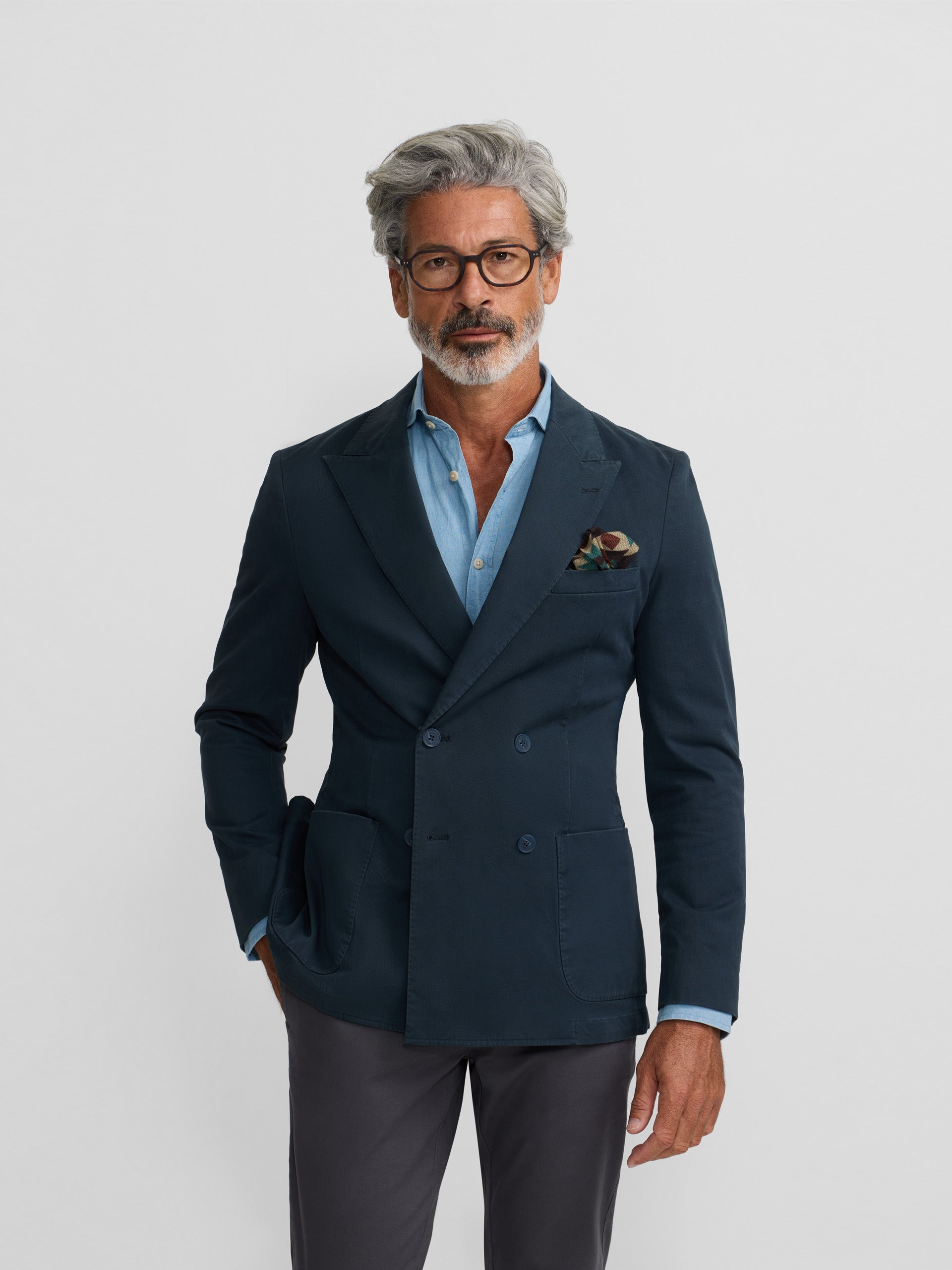 Americana casual cruzada azul