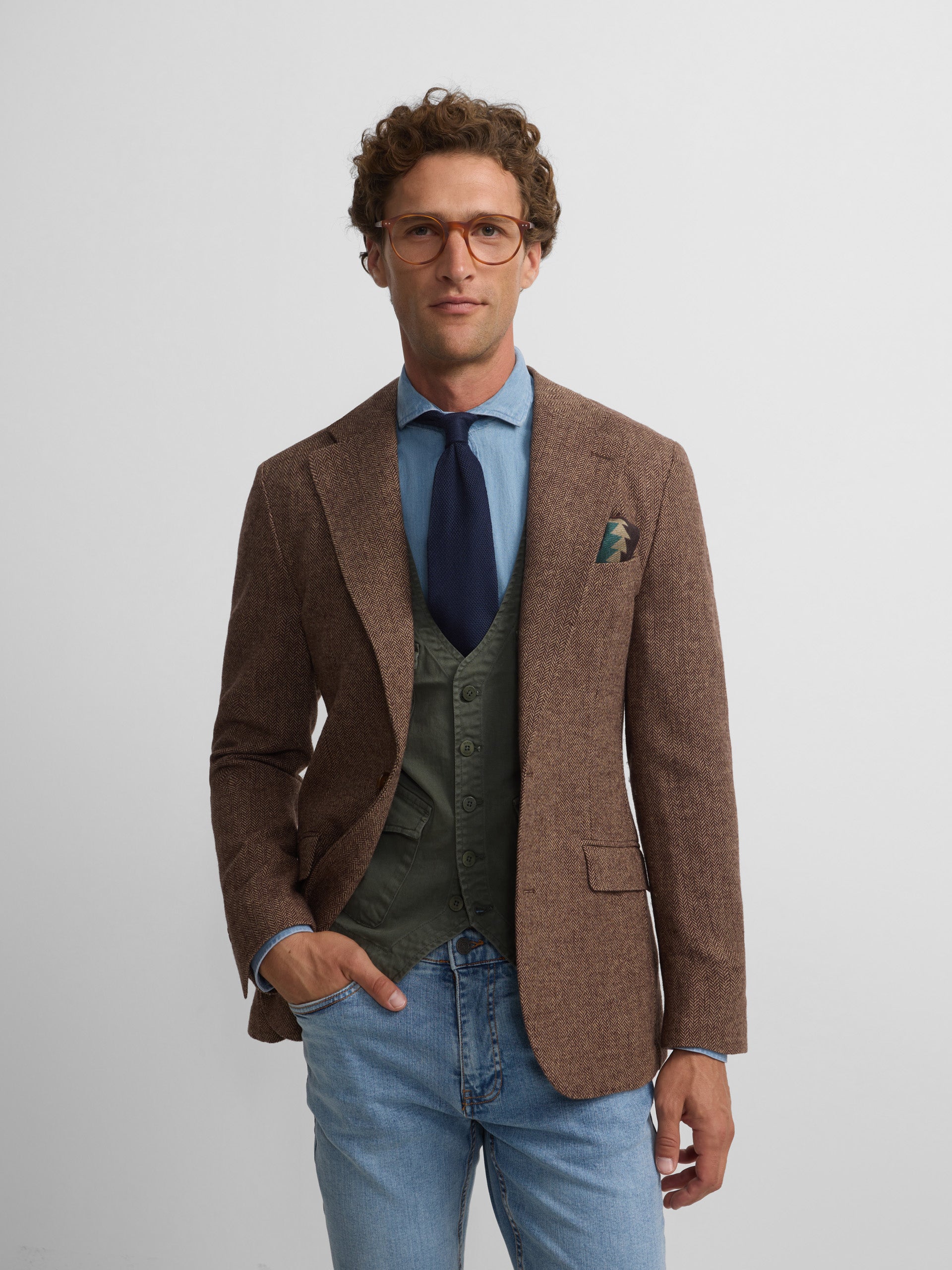 Blazer à chevrons marron