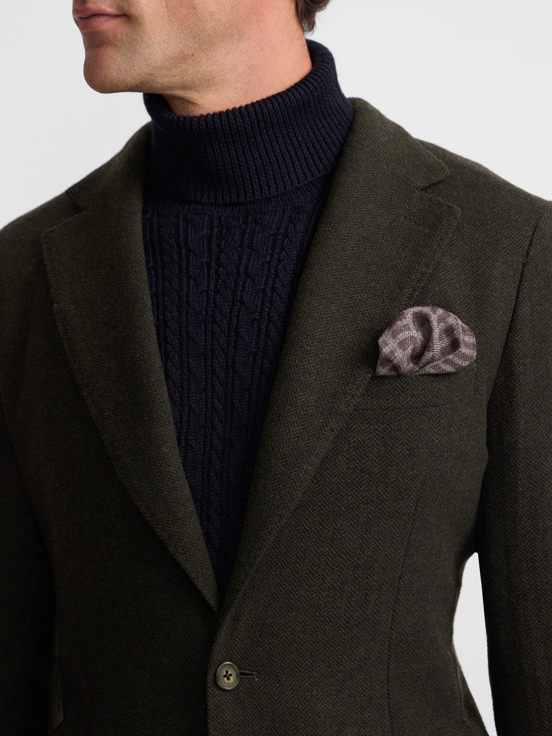 Green herringbone blazer