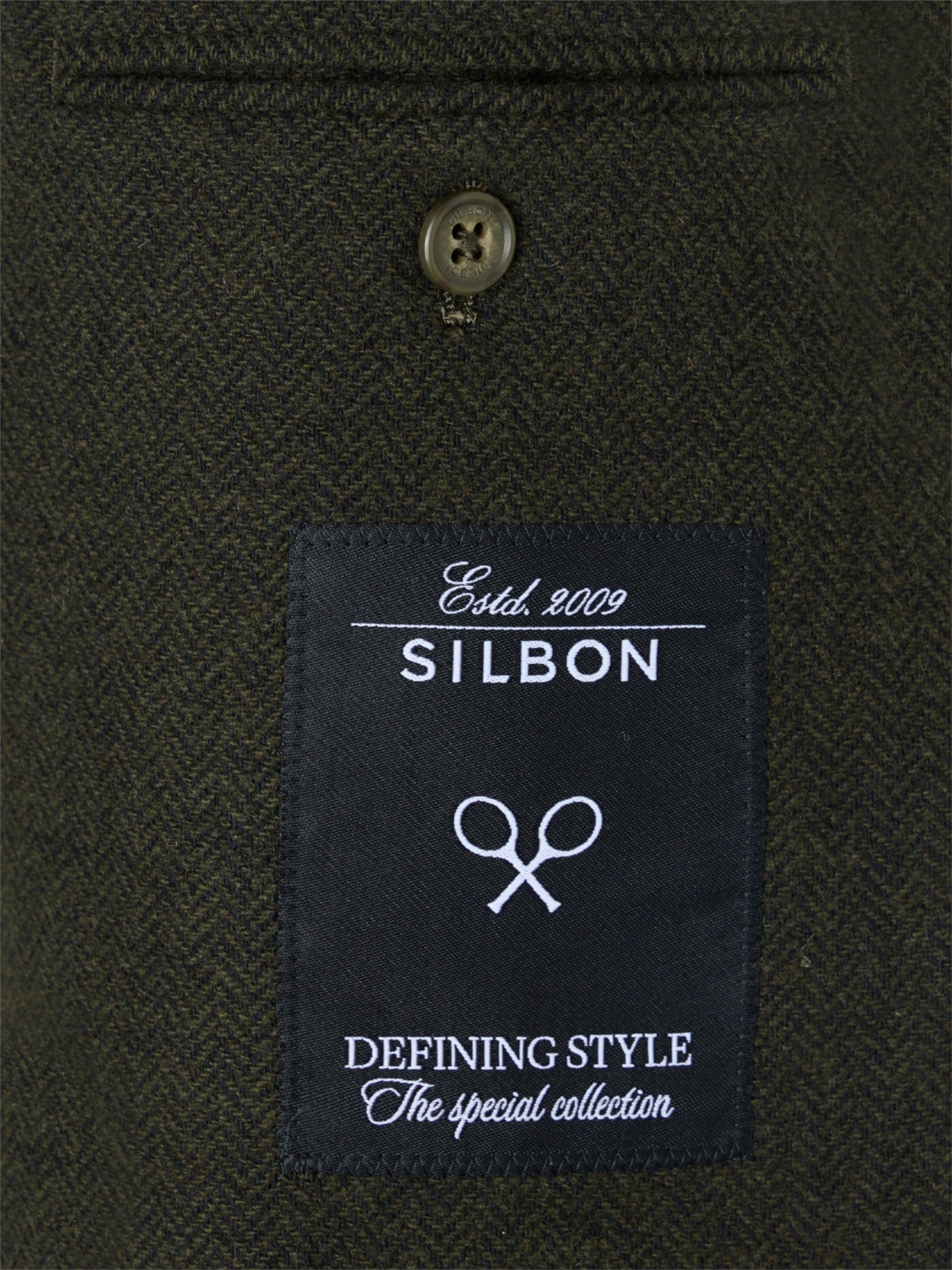 Green herringbone blazer