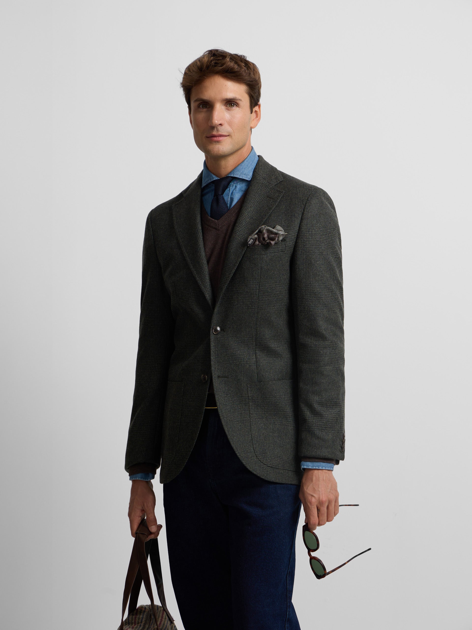 Blazer xadrez príncipe de Gales verde