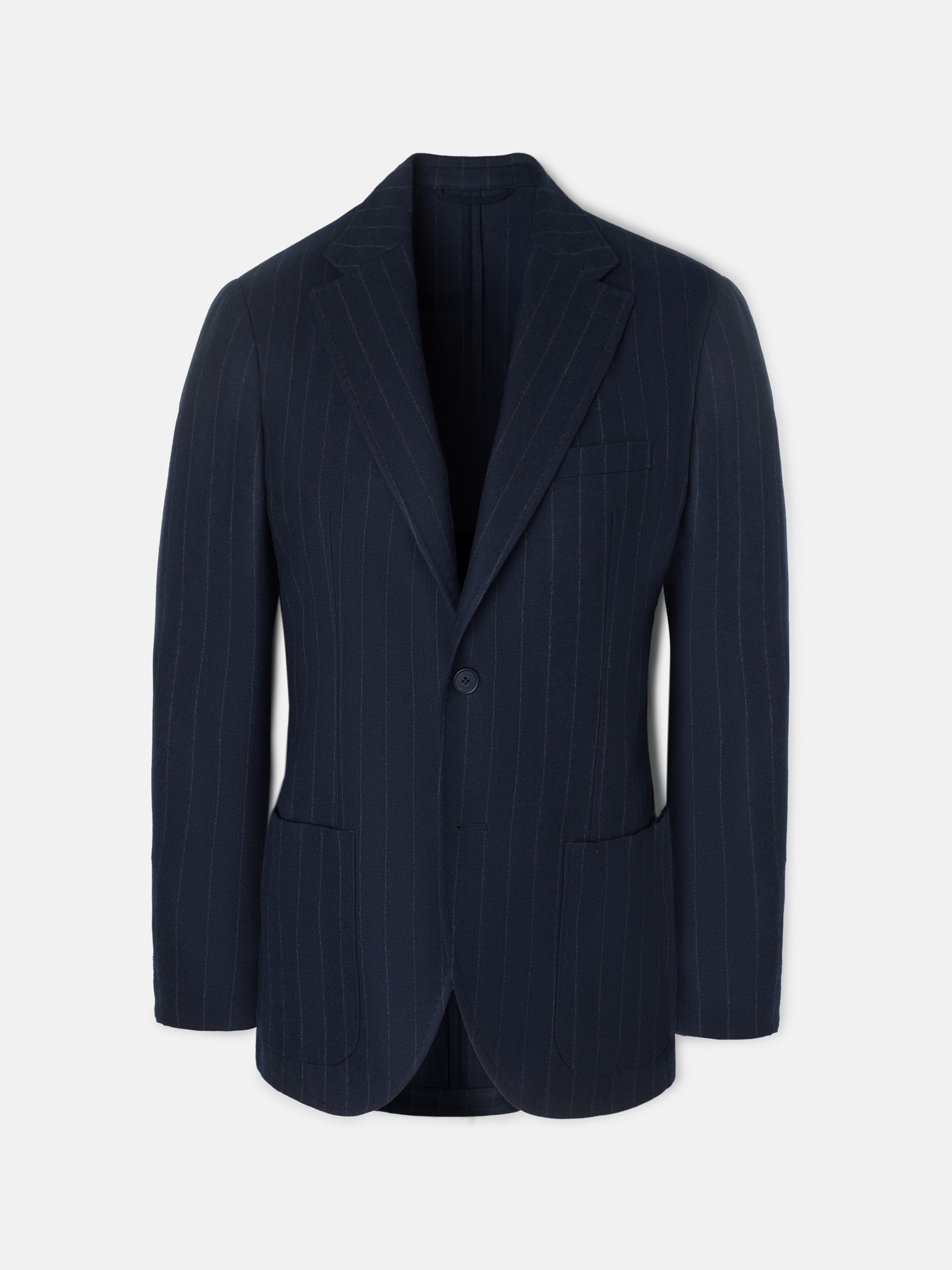 Navy blue pinstripe blazer